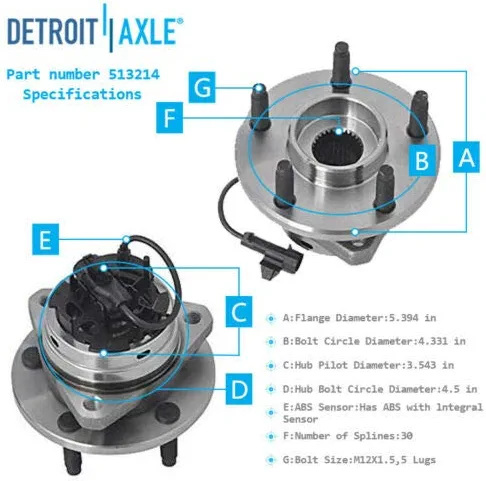 Detroit Axle - Front Wheel Hub Bearings Rotors Brake Pads for Chevy Malibu Aura — image 8