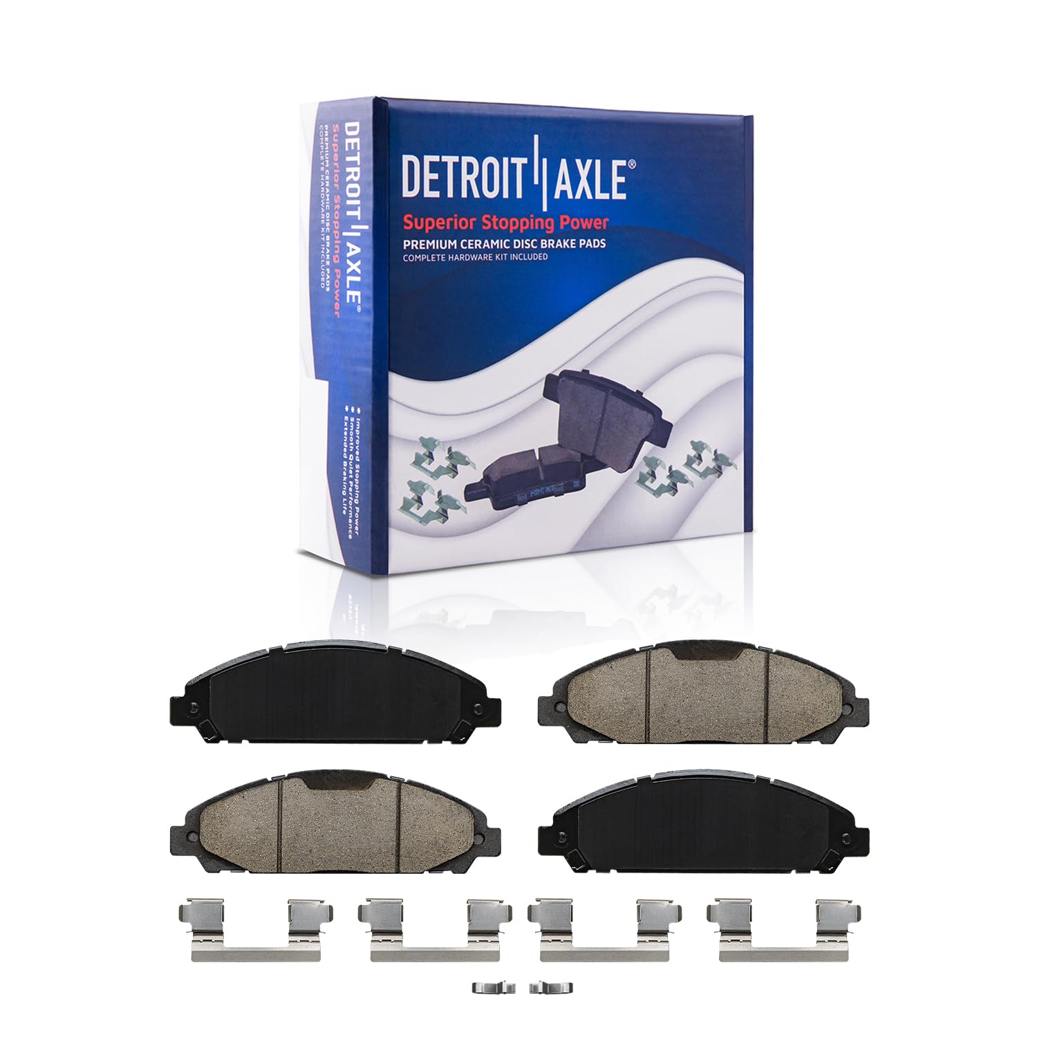 Detroit Axle - Front Ceramic Brake Pads for 2015 2016 2017-2022 Ford Mustang - Main Image