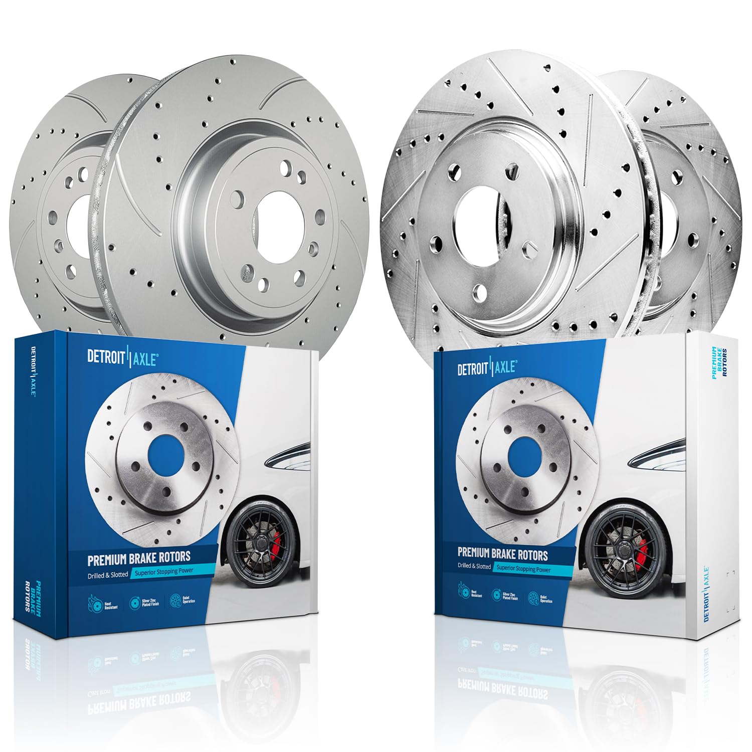 4pc Front & Rear Drilled and Slotted Brake Rotors Kit