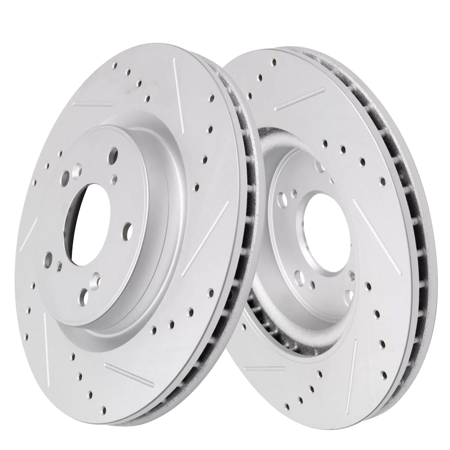 Detroit Axle - FWD Front Drilled Slotted Brake Rotors for 2012-2016 Honda CR-V - 4