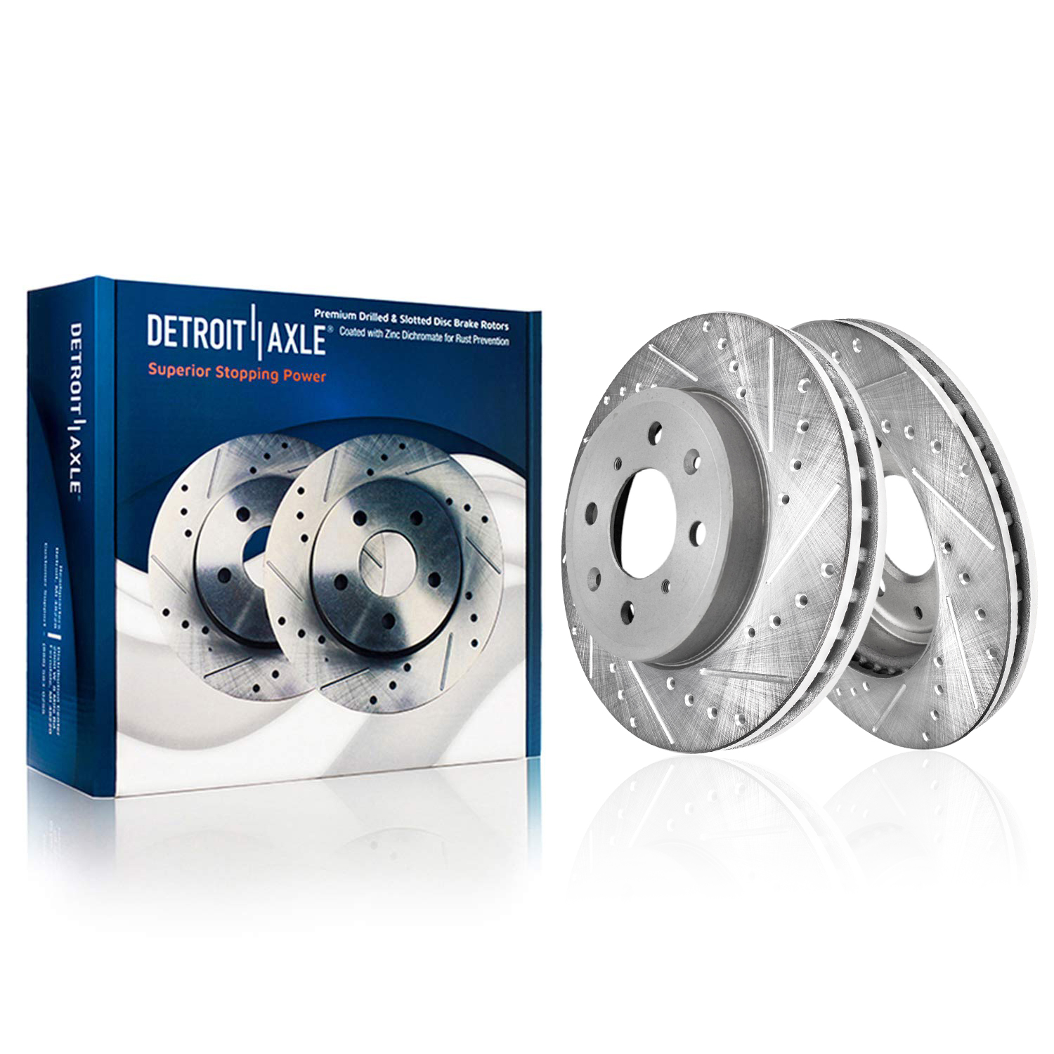Detroit Axle - Front Drilled and Slotted Brake Rotors for 2014-2020 Honda Fit - Main Image