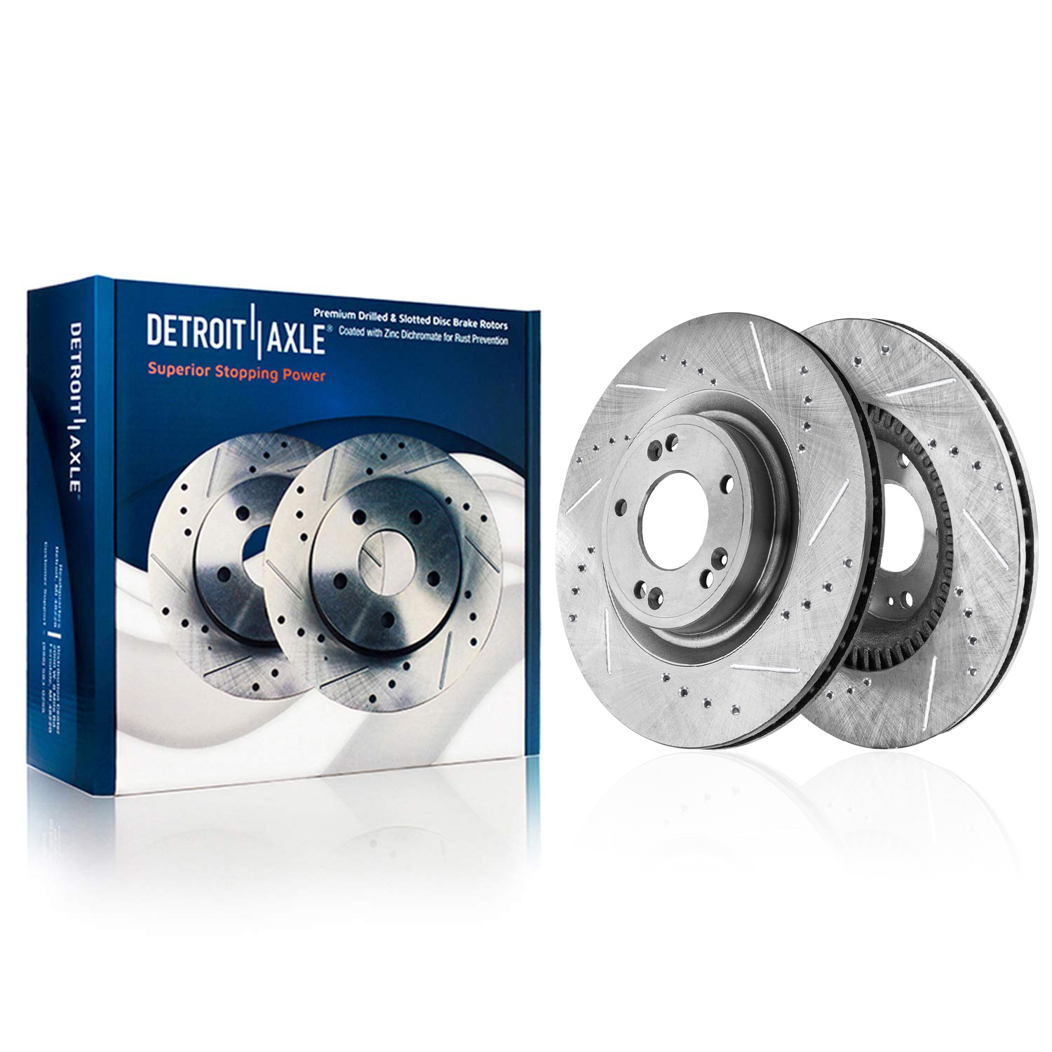 Detroit Axle - Front Drilled Slotted Brake Rotors for 2009-2011 Hyundai Genesis - Main Image