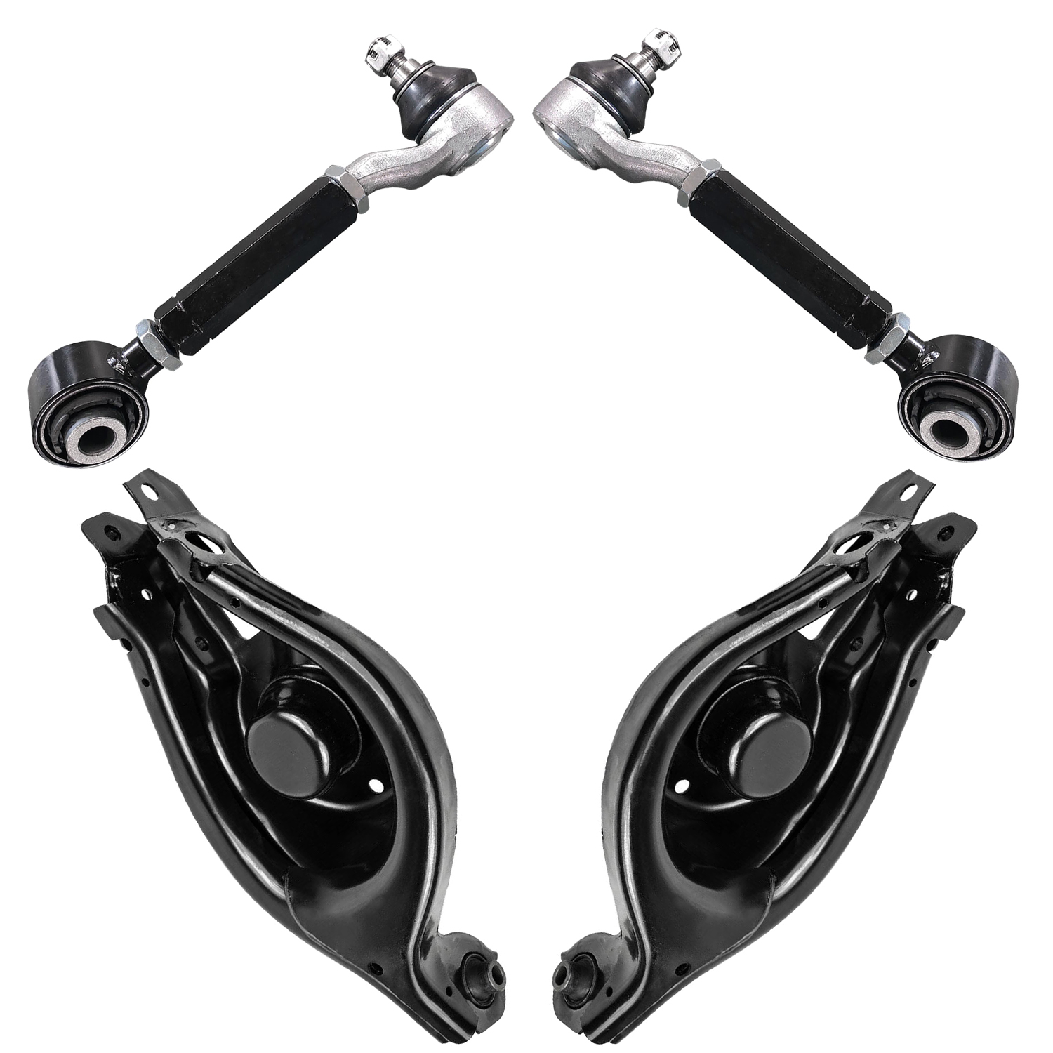 4pc Rear Upper Lower Control Arms w/Ball Joints Kit