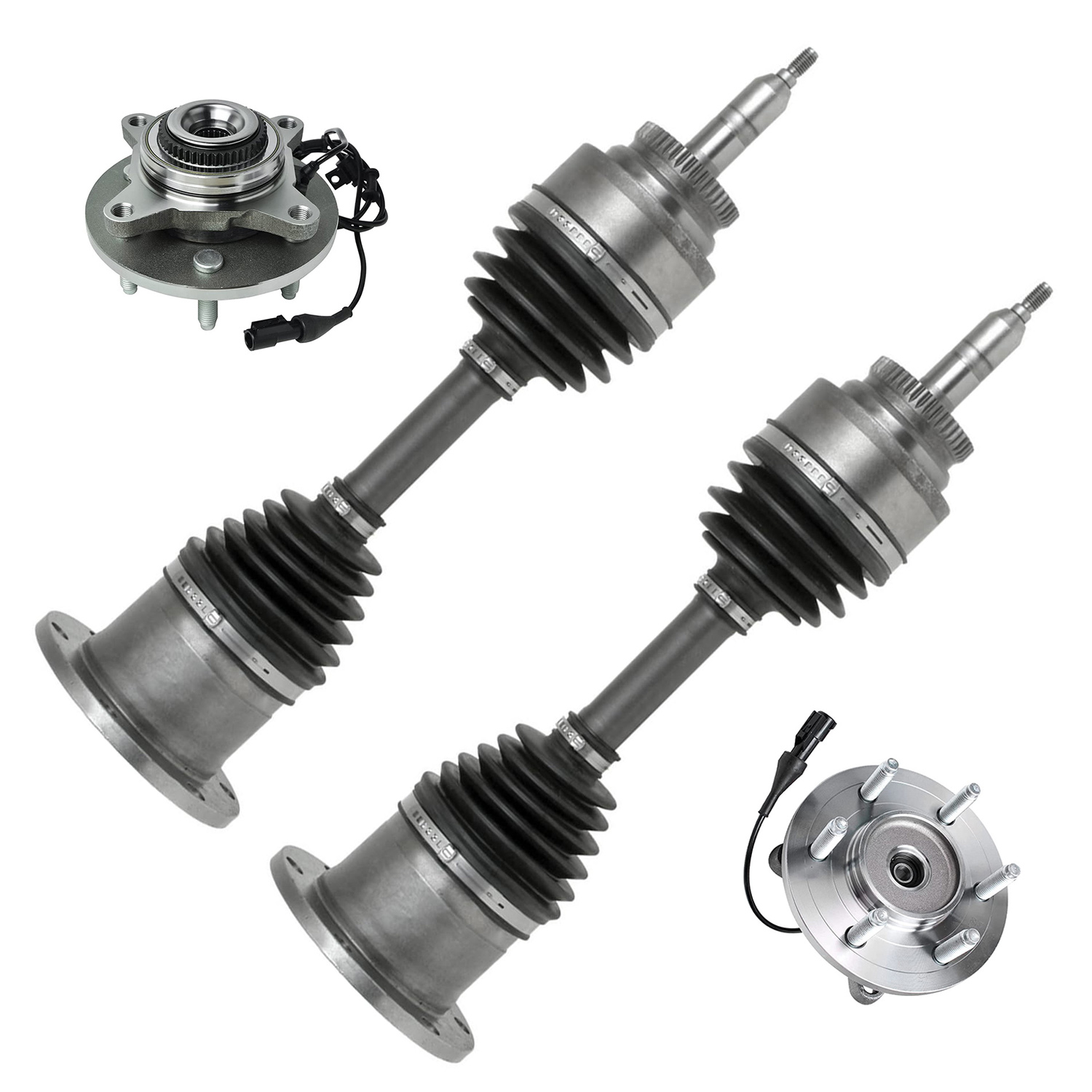4pc Front CV Axles Wheel Hub and Bearings Kit