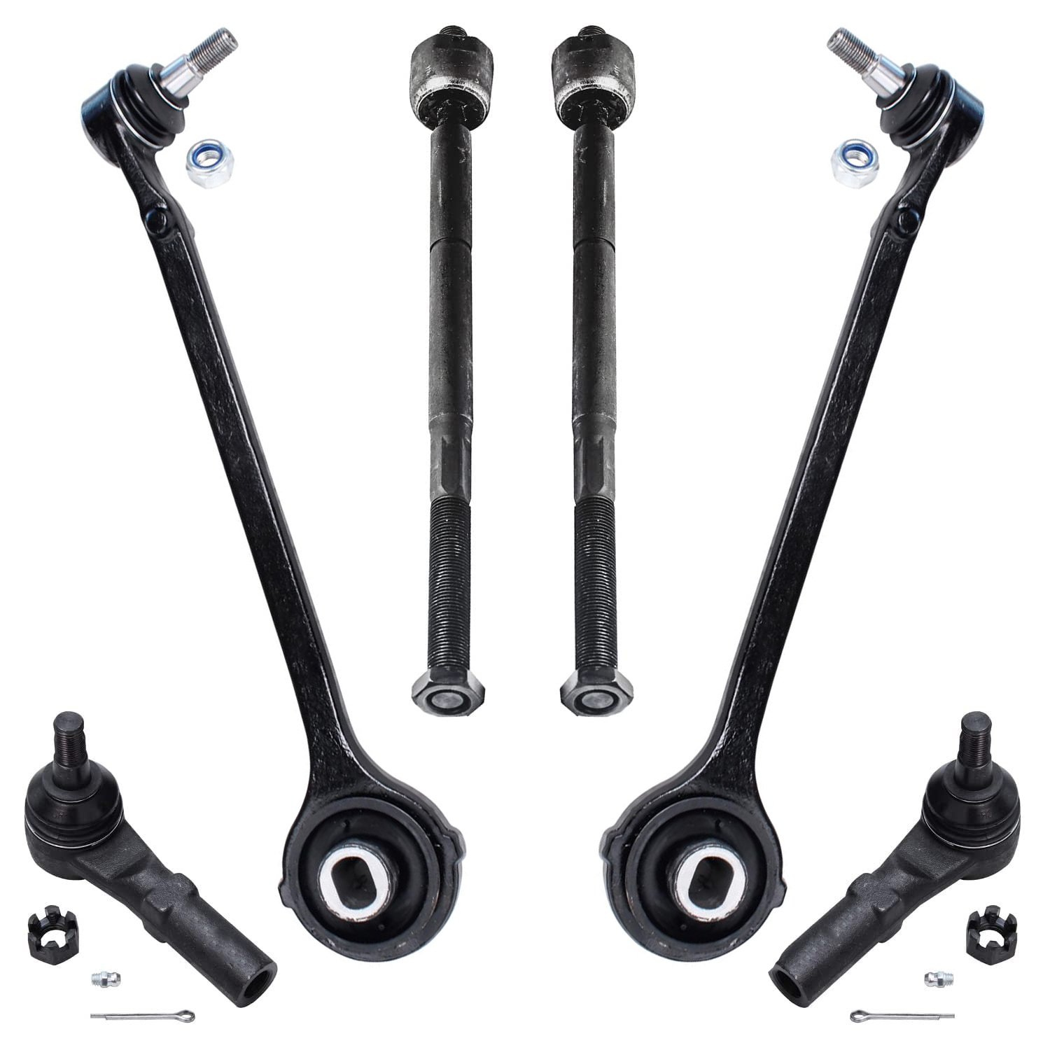 6pc Front Lower Forward Control Arms Tie Rods Suspension Kit