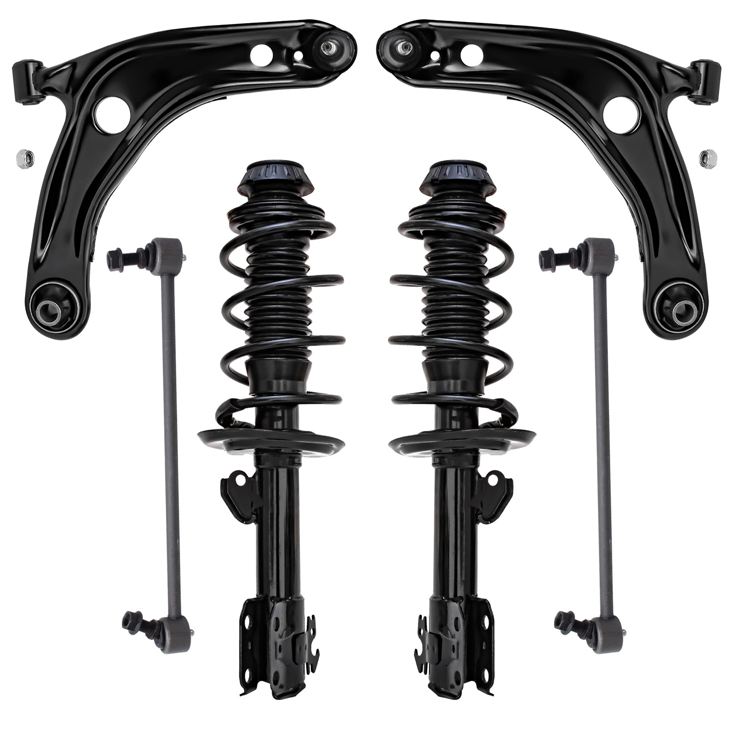 6pc Front Struts Lower Control Arms Sway Bar Links Suspension Kit