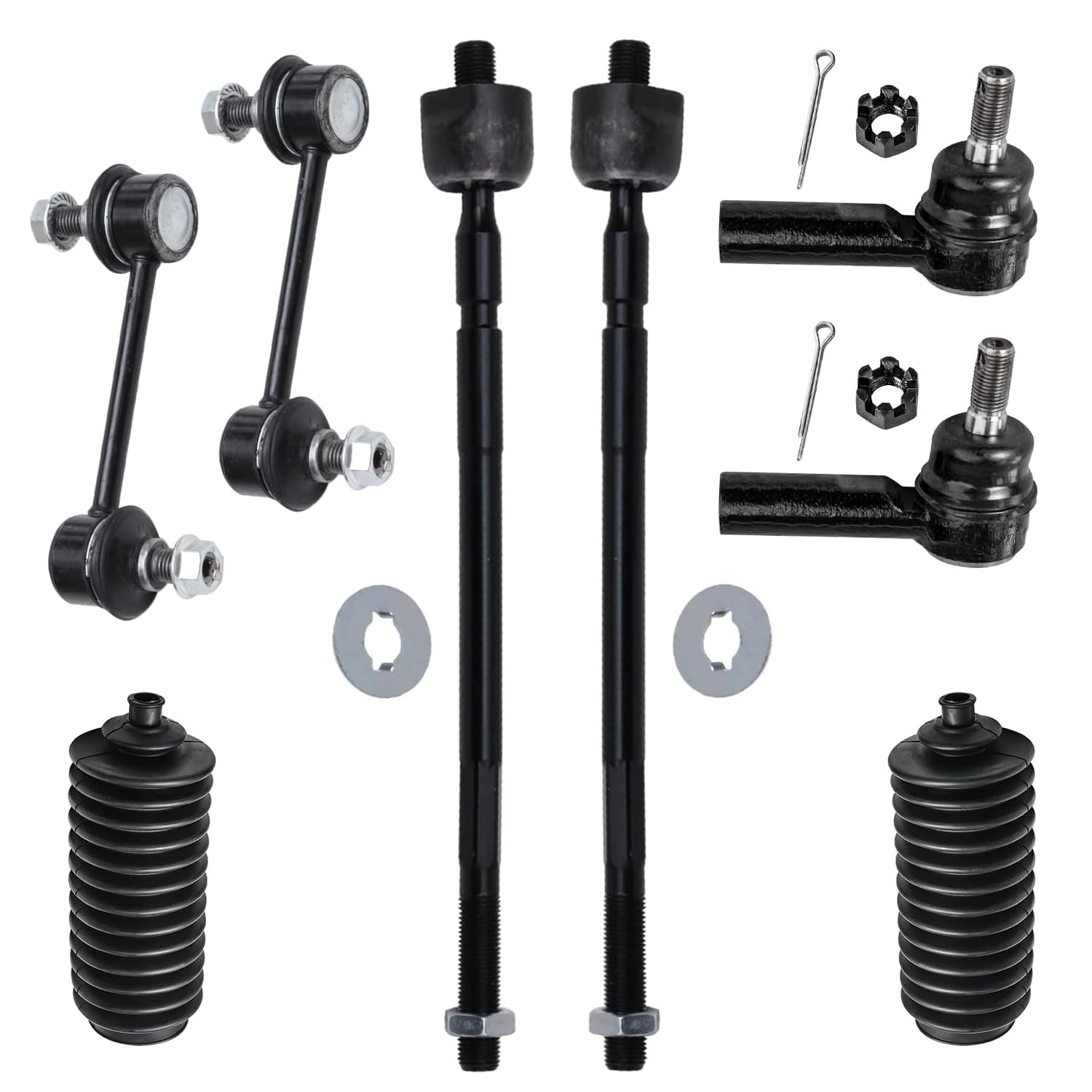 8pc Front Inner Outer Tie Rods Rear Sway Bar Links Suspension Kit