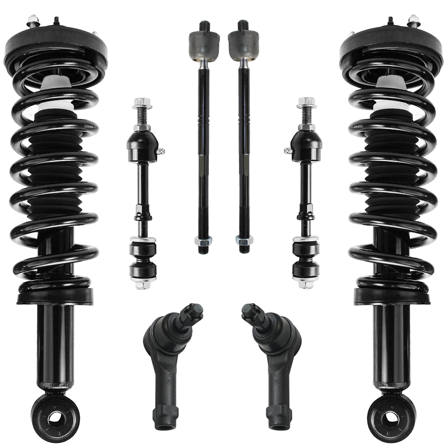 8pc Front Struts Sway Bar Links Inner Outer Tie Rods Suspension Kit