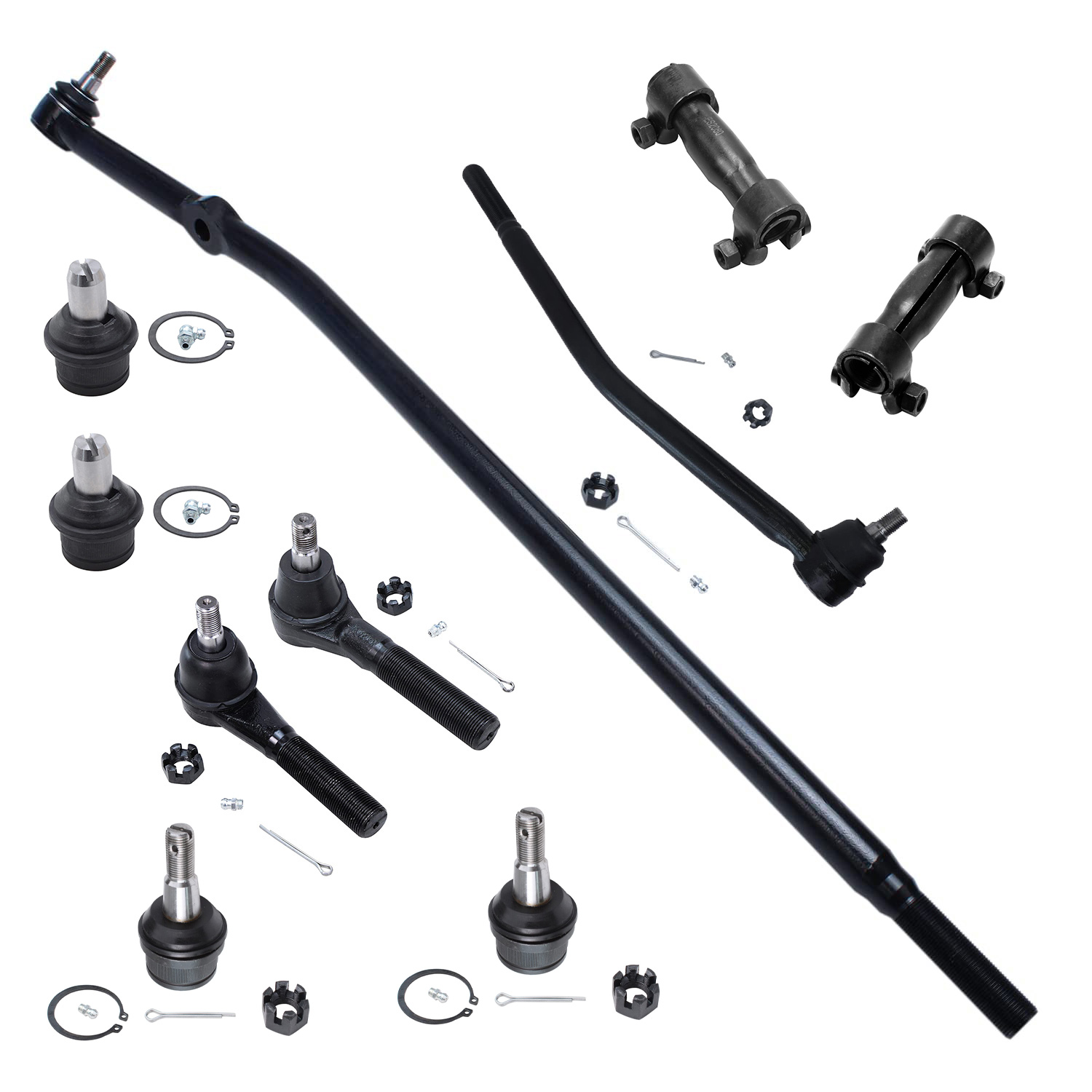 10pc Front Upper Lower Ball Joints Outer Tie Rods Suspension Kit