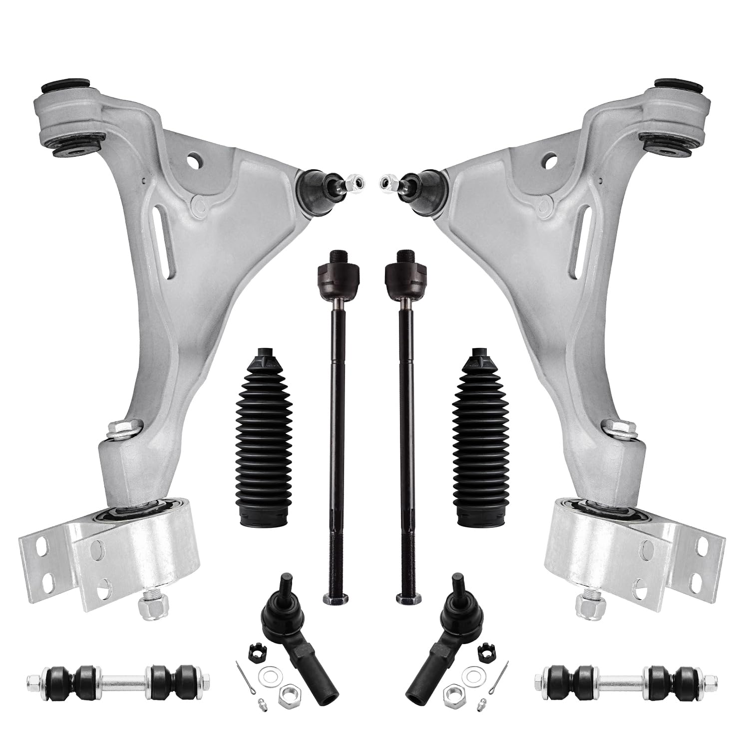 10pc Front Lower Control Arms Tie Rods Sway Bar Links Suspension Kit