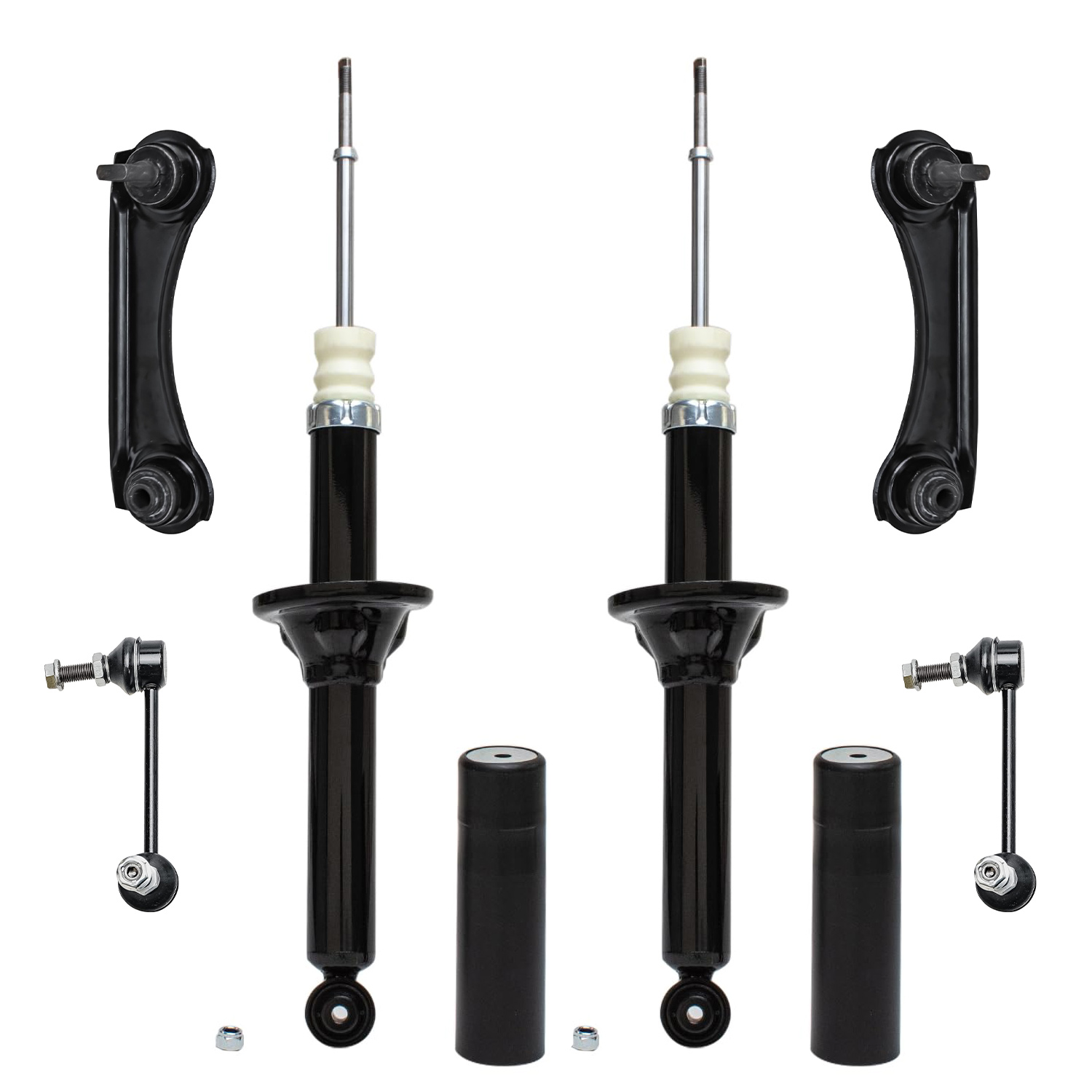 6pc Rear Shocks Upper Control Arms Sway Bar Links Suspension Kit