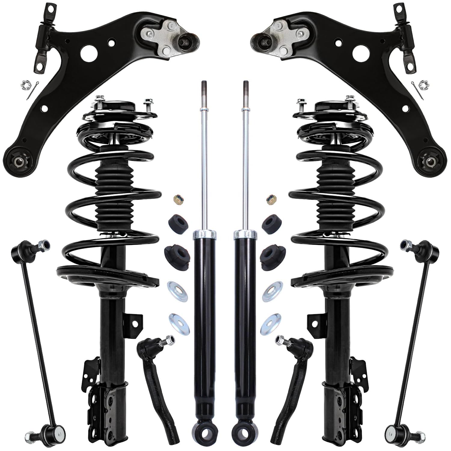 10pc Front Struts Rear Shocks Lower Control Arms Suspension Kit