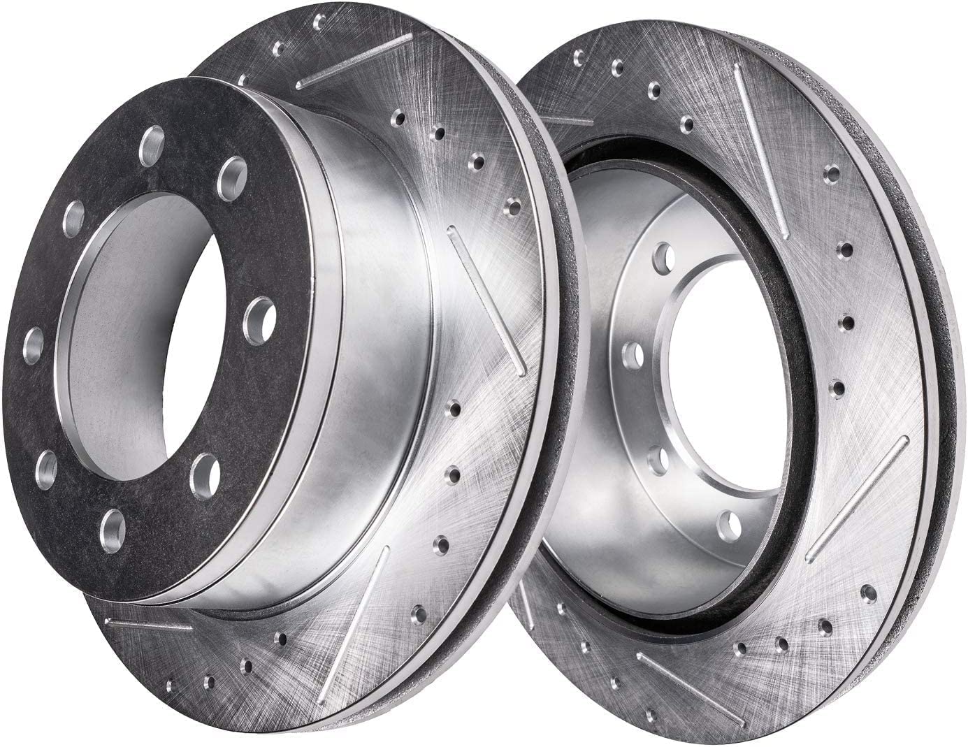 1999 Ford F-250 Super Duty - Detroit Axle 10pc Front & Rear Drilled Slotted Rotors Calipers Ceramic Brake Pads Kit - 5