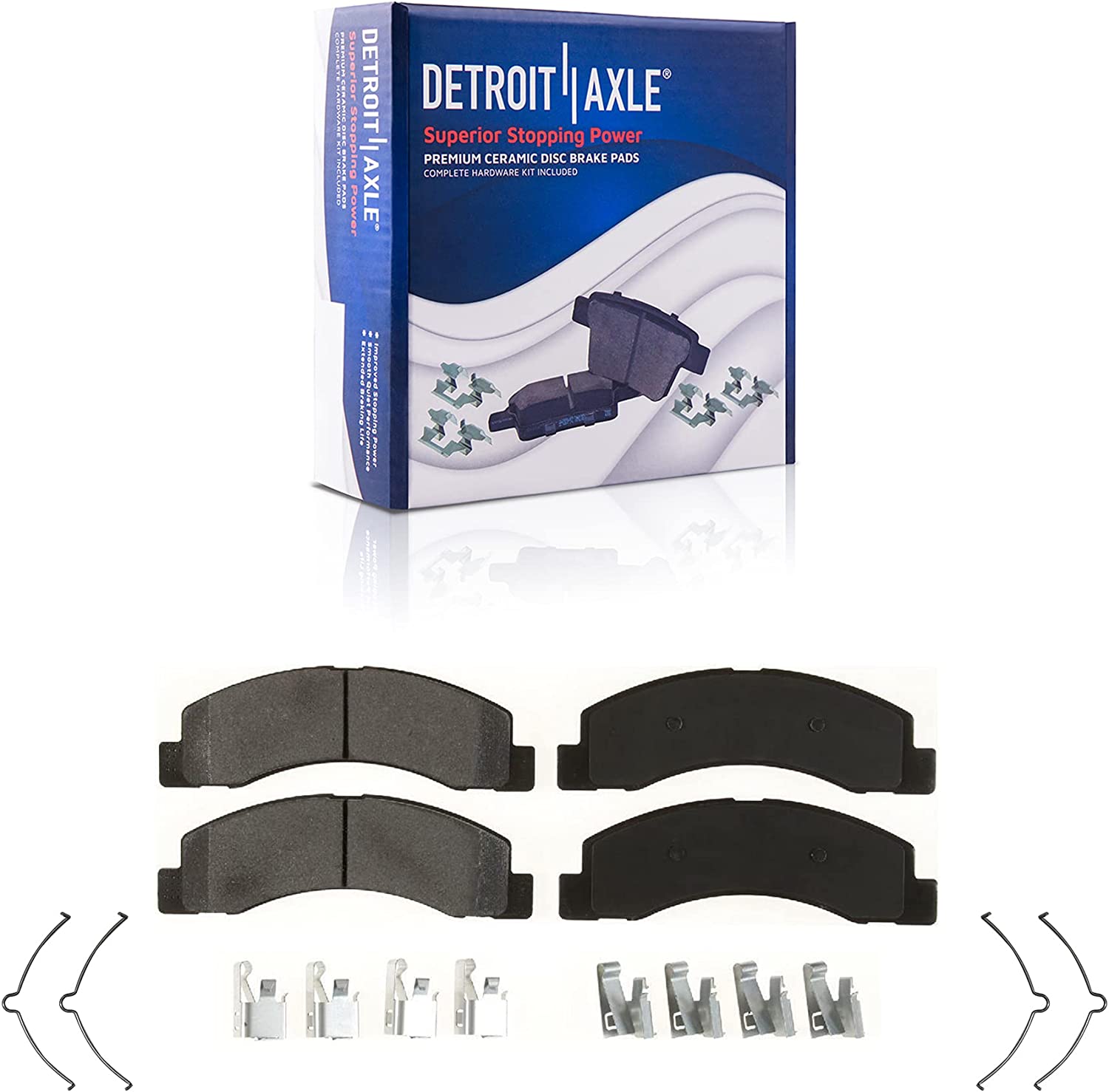 1999 Ford F-250 Super Duty - Detroit Axle 10pc Front & Rear Drilled Slotted Rotors Calipers Ceramic Brake Pads Kit - 7