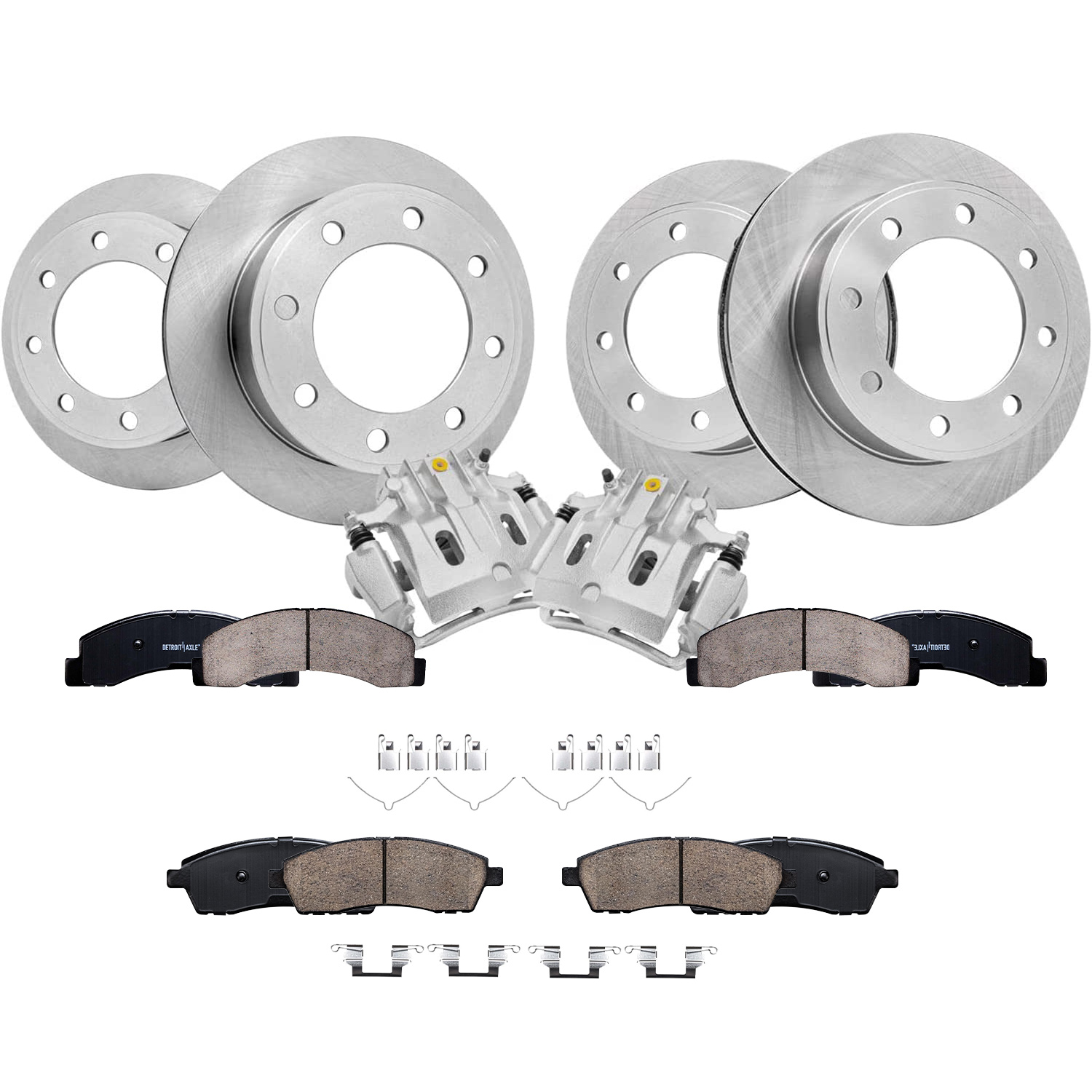10pc Front & Rear Disc Rotors Calipers Ceramic Brake Pads Kit