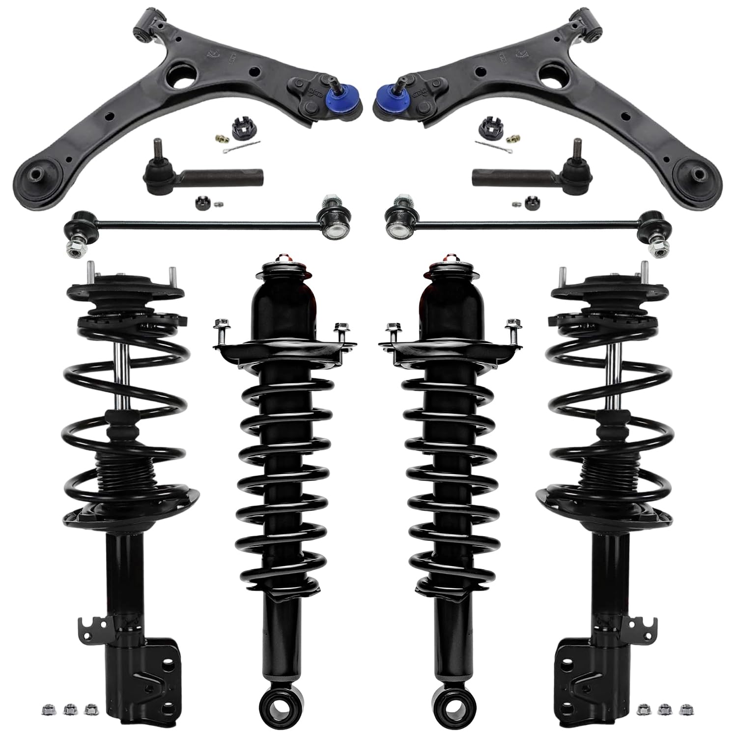 10pc Front Struts Lower Control Arms Outer Tie Rods Suspension Kit