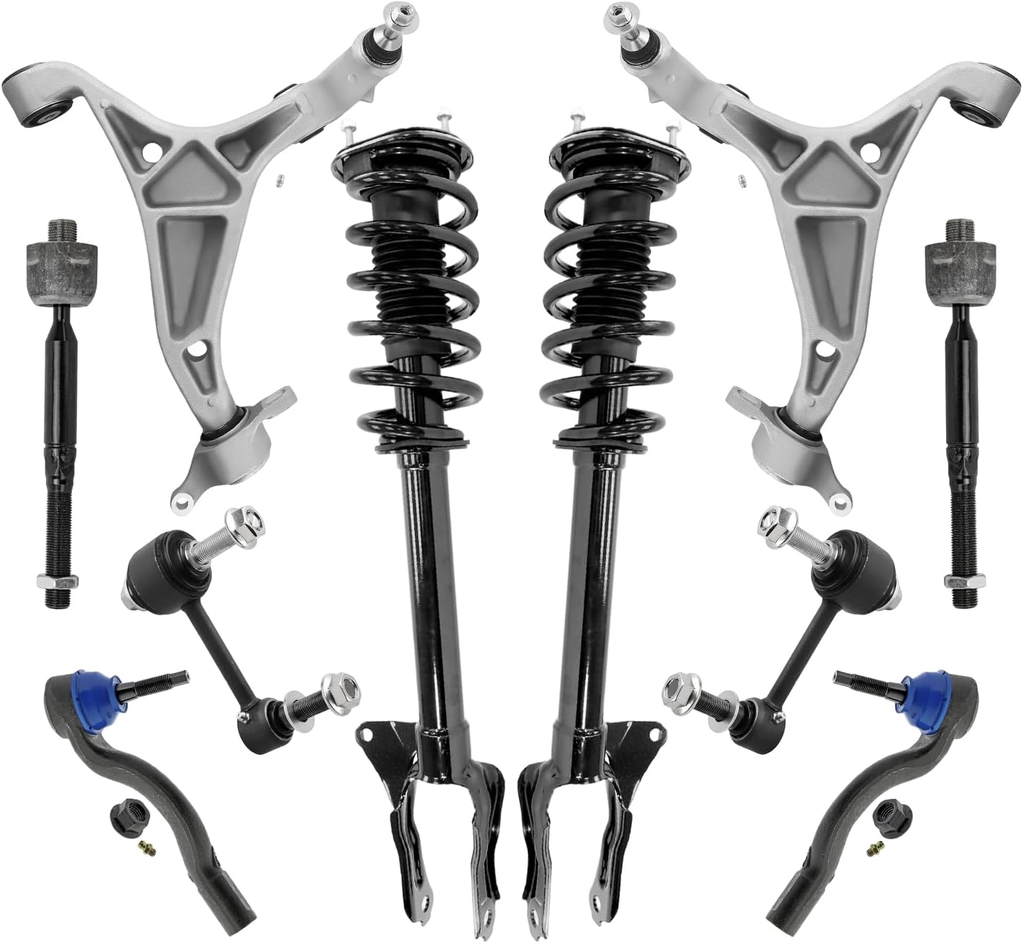 10pc Front Struts Lower Control Arms Tie Rods Sway Bar Links Suspension Kit