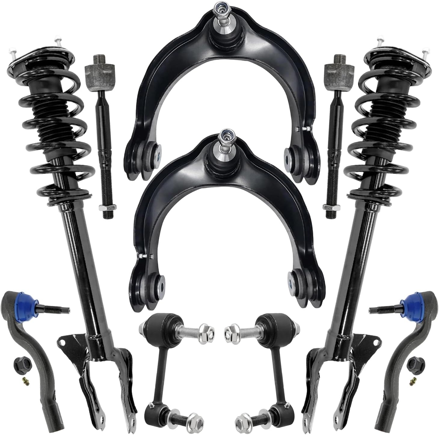 10pc Front Struts Upper Control Arms Tie Rods Sway Bar Links Suspension Kit