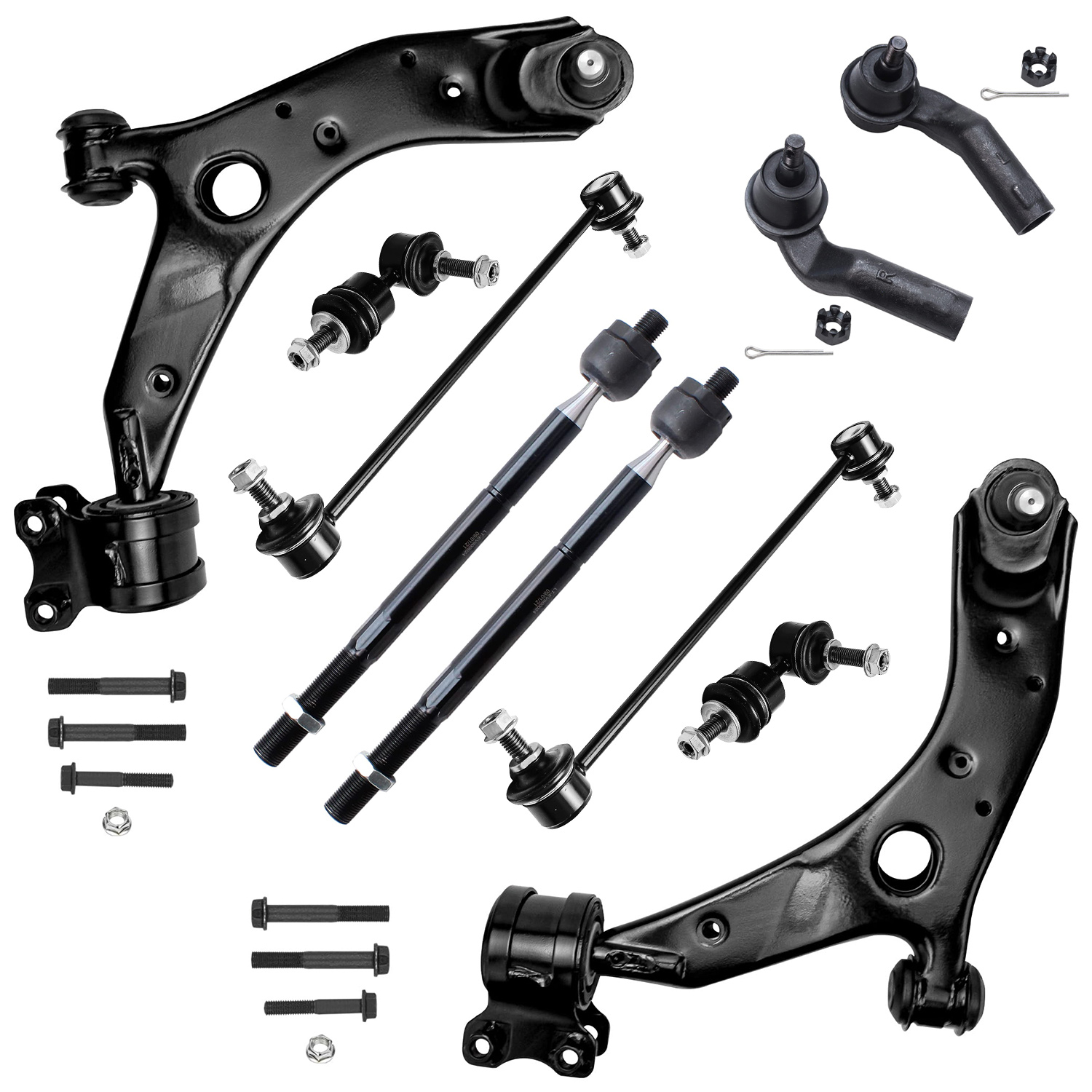 10pc Front Lower Control Arms Tie Rods Sway Bar Links Suspension Kit