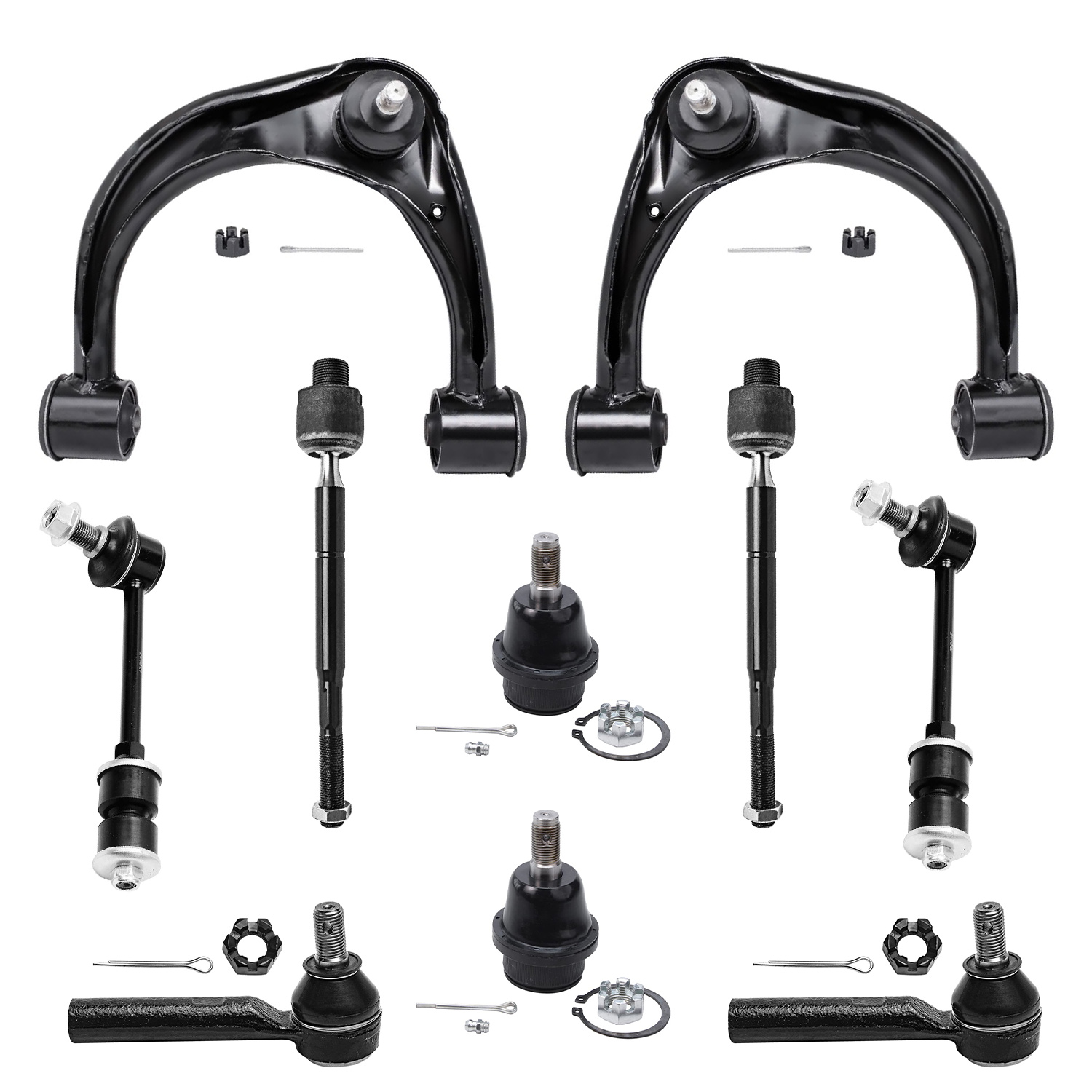 10pc Front Upper Control Arms Tie Rods Lower Ball Joints Suspension Kit