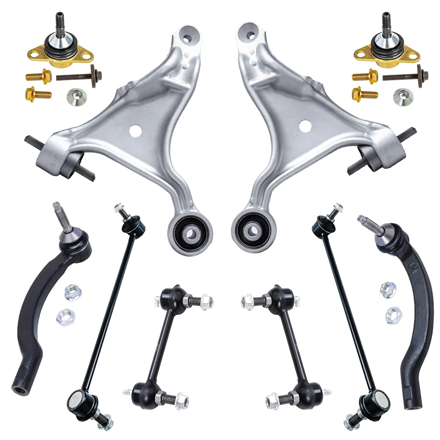 10pc Front Lower Control Arms Outer Tie Rods Lower Ball Joints Suspension Kit