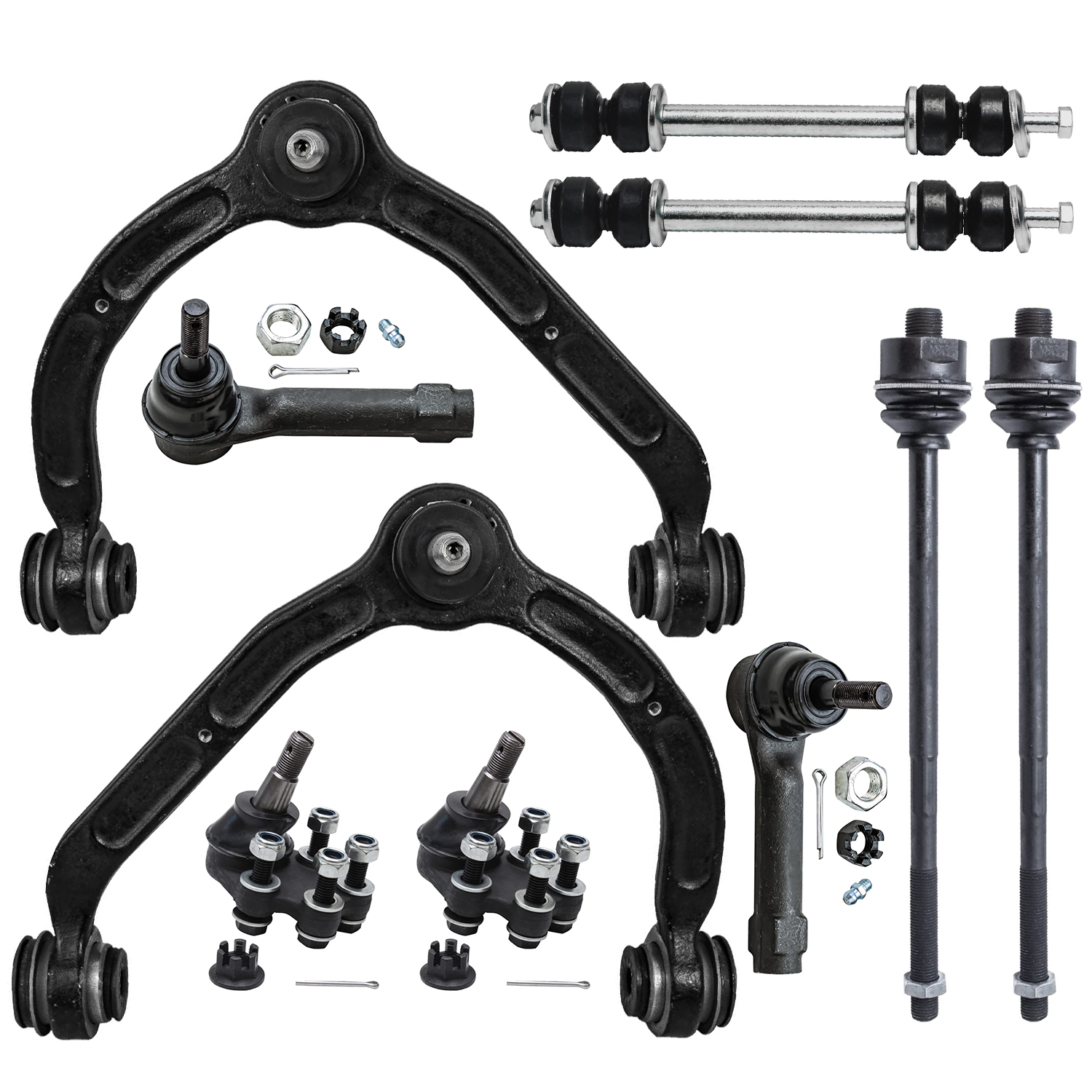 10pc Front Upper Control Arms Lower Ball Joints Sway Bar Links Suspension Kit