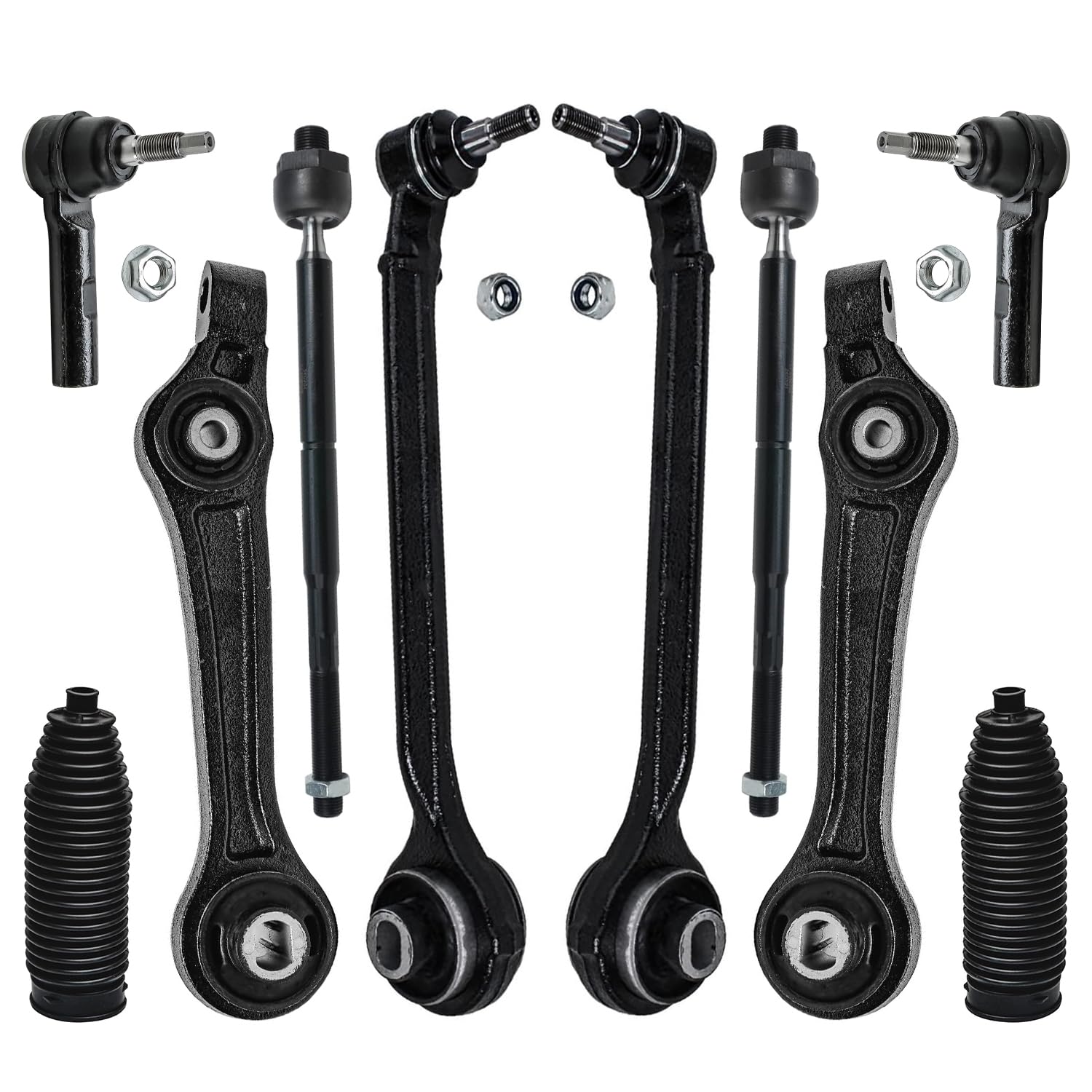 10pc Front Lower Forward Rearward Control Arms Tie Rods Suspension Kit