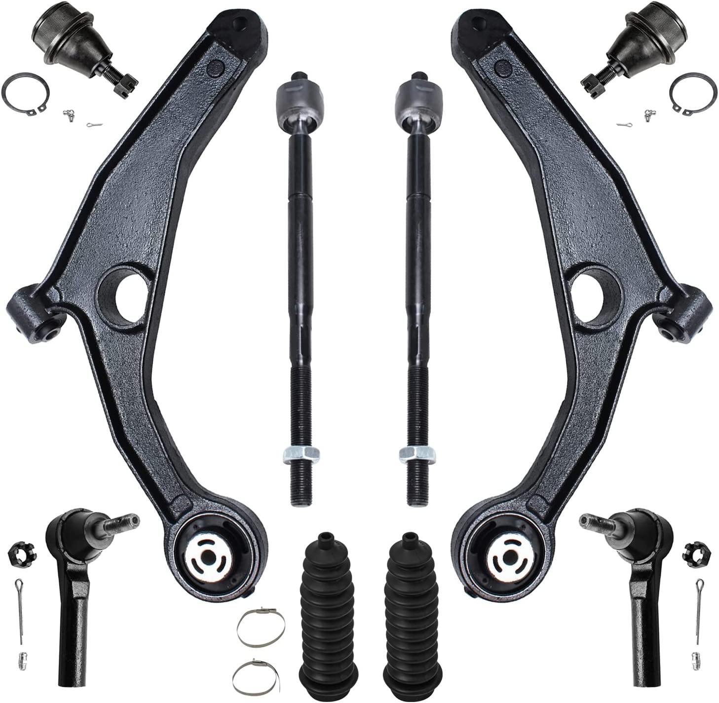 10pc Front Lower Control Arms Tie Rods Ball Joints Suspension Kit