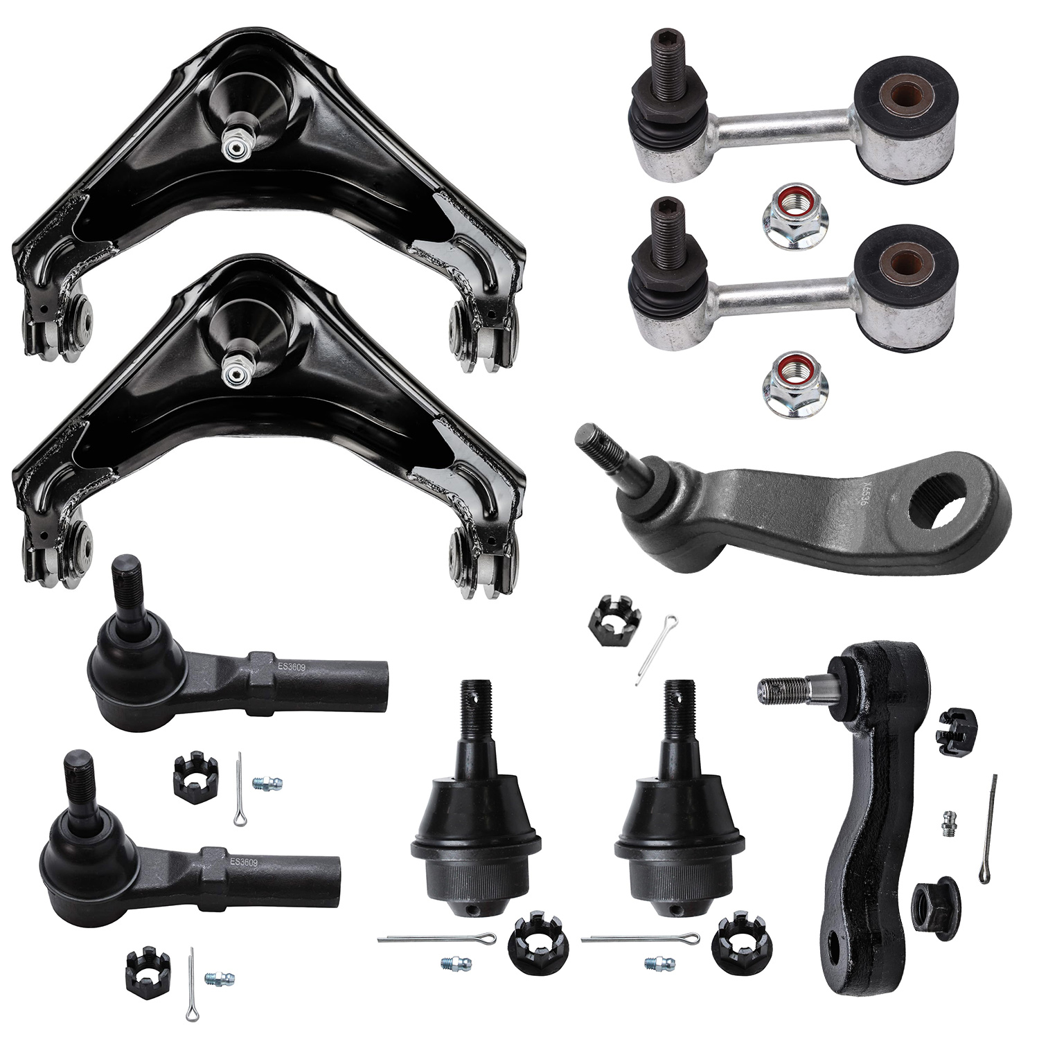 10pc Front Upper Control Arms Outer Tie Rods Lower Ball Joints Suspension Kit