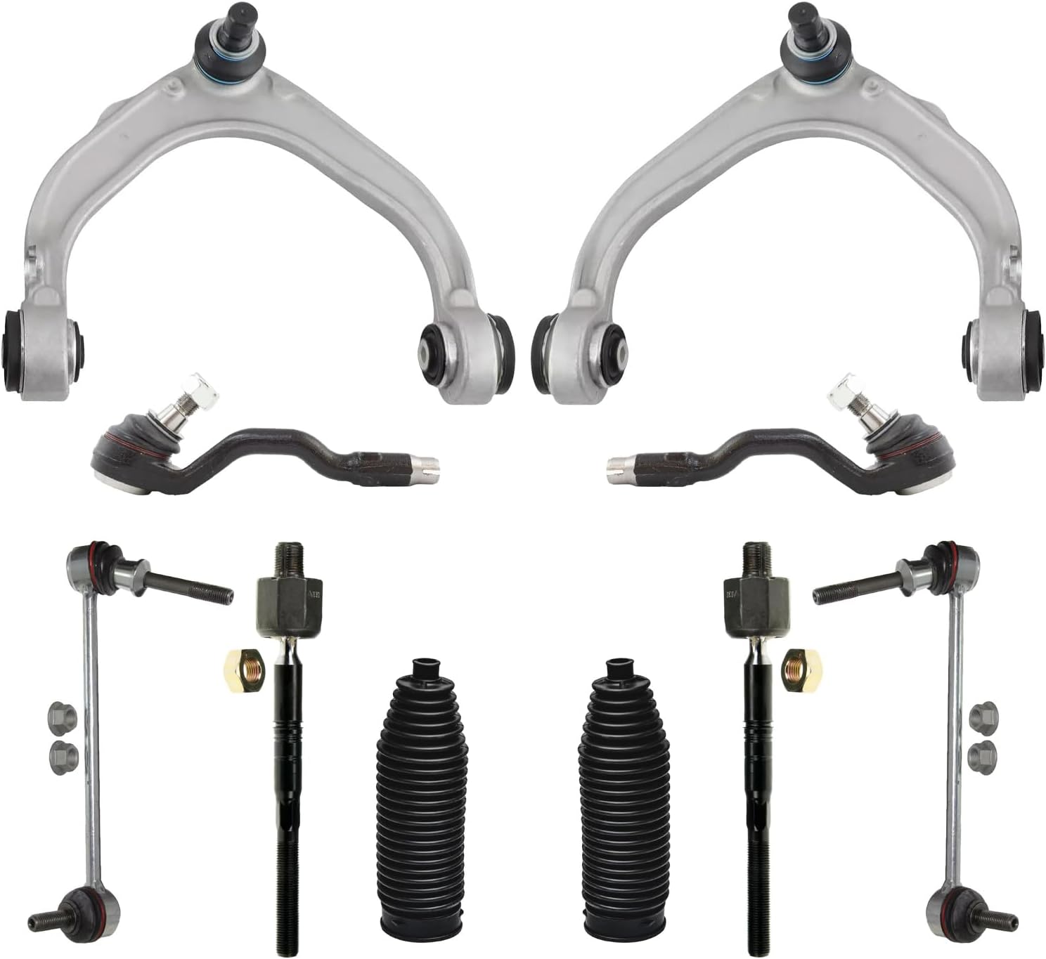 10pc Front Upper Control Arms Tie Rods Sway Bar Links Suspension Kit