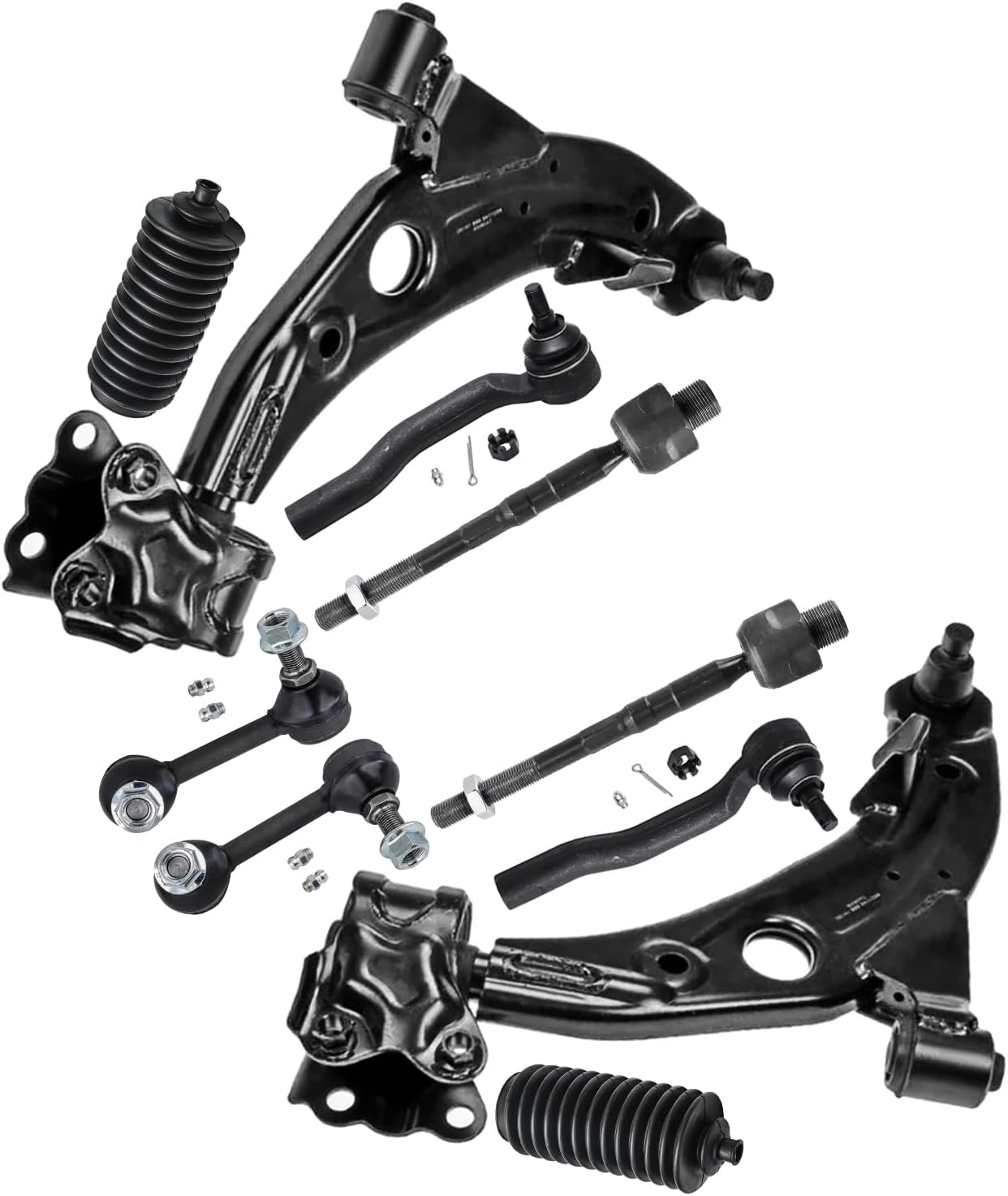 10pc Front Lower Control Arms Tie Rods Sway Bar Links Suspension Kit