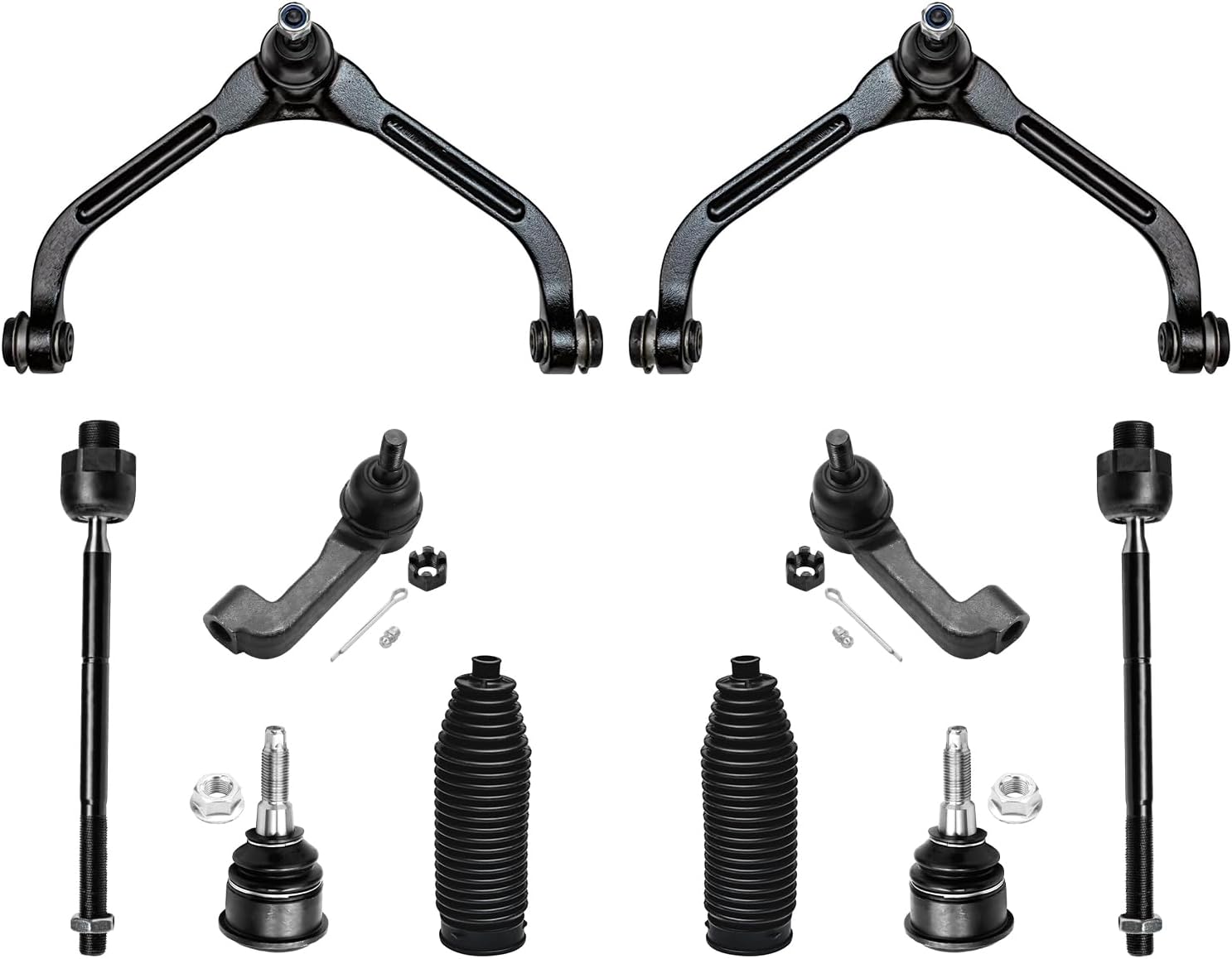 10pc Front Upper Control Arms Tie Rods Lower Ball Joints Suspension Kit