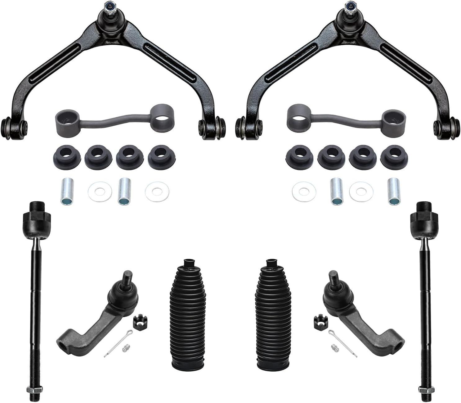 10pc Front Upper Control Arms Tie Rods Sway Bar Links Suspension Kit