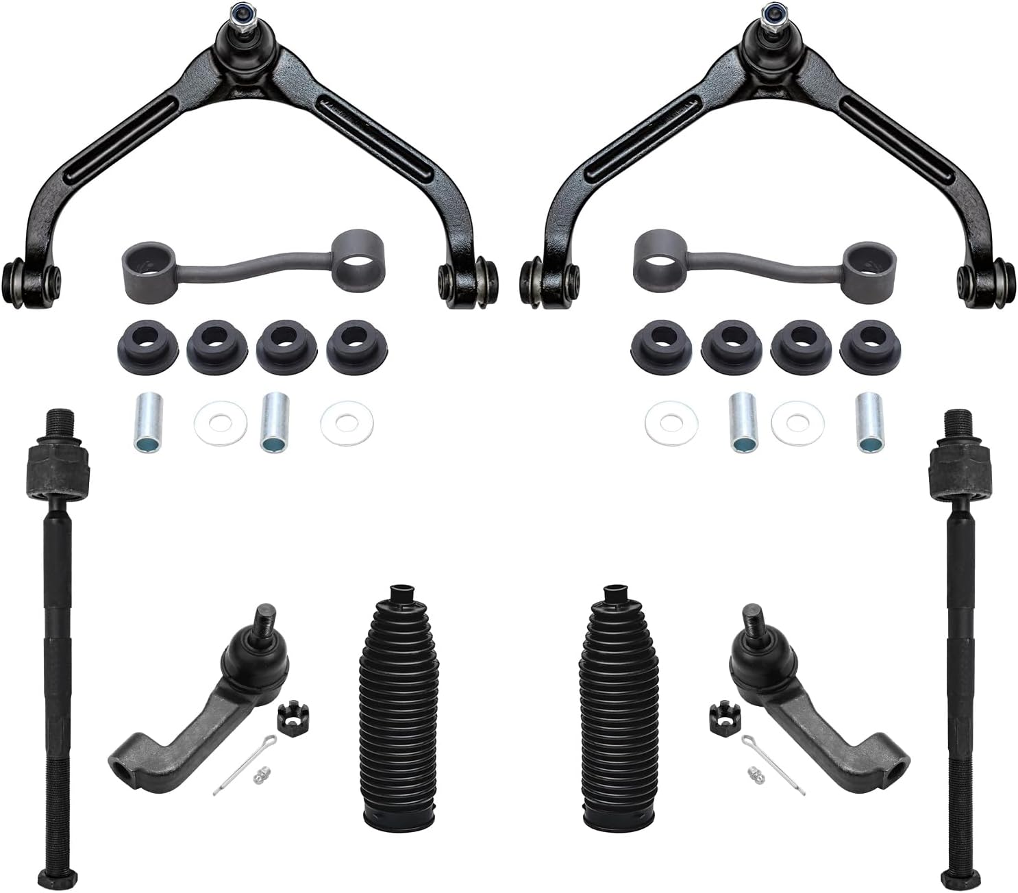 10pc Front Upper Control Arms Tie Rods Sway Bar Links Suspension Kit