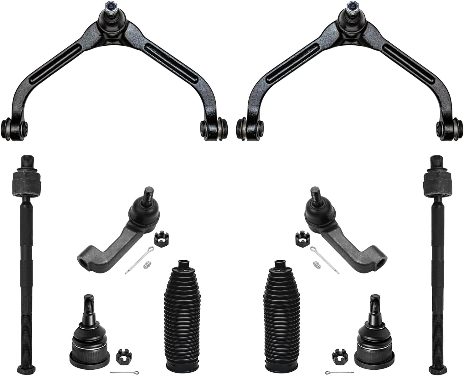 10pc Front Upper Control Arms Tie Rods Lower Ball Joints Suspension Kit