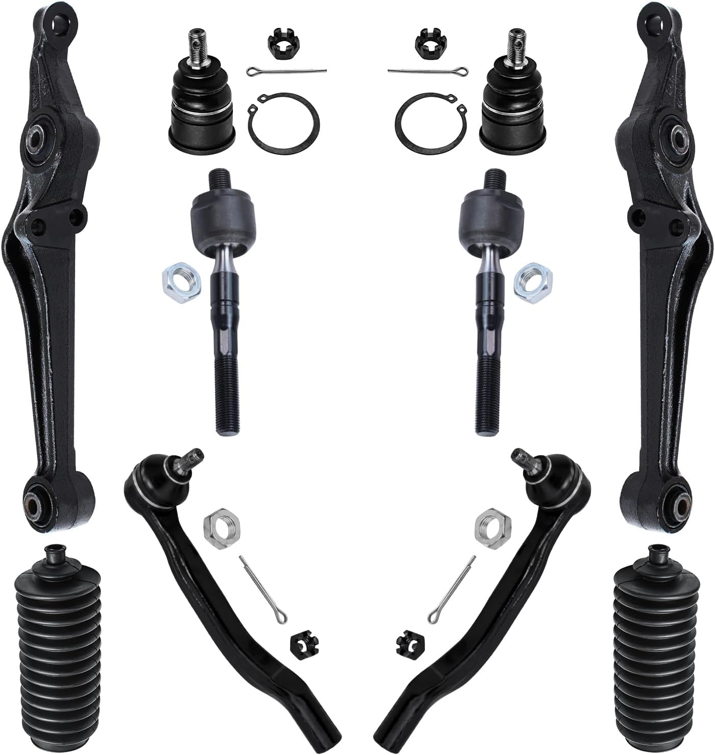 10pc Front Lower Control Arms Ball Joints Tie Rods Suspension Kit