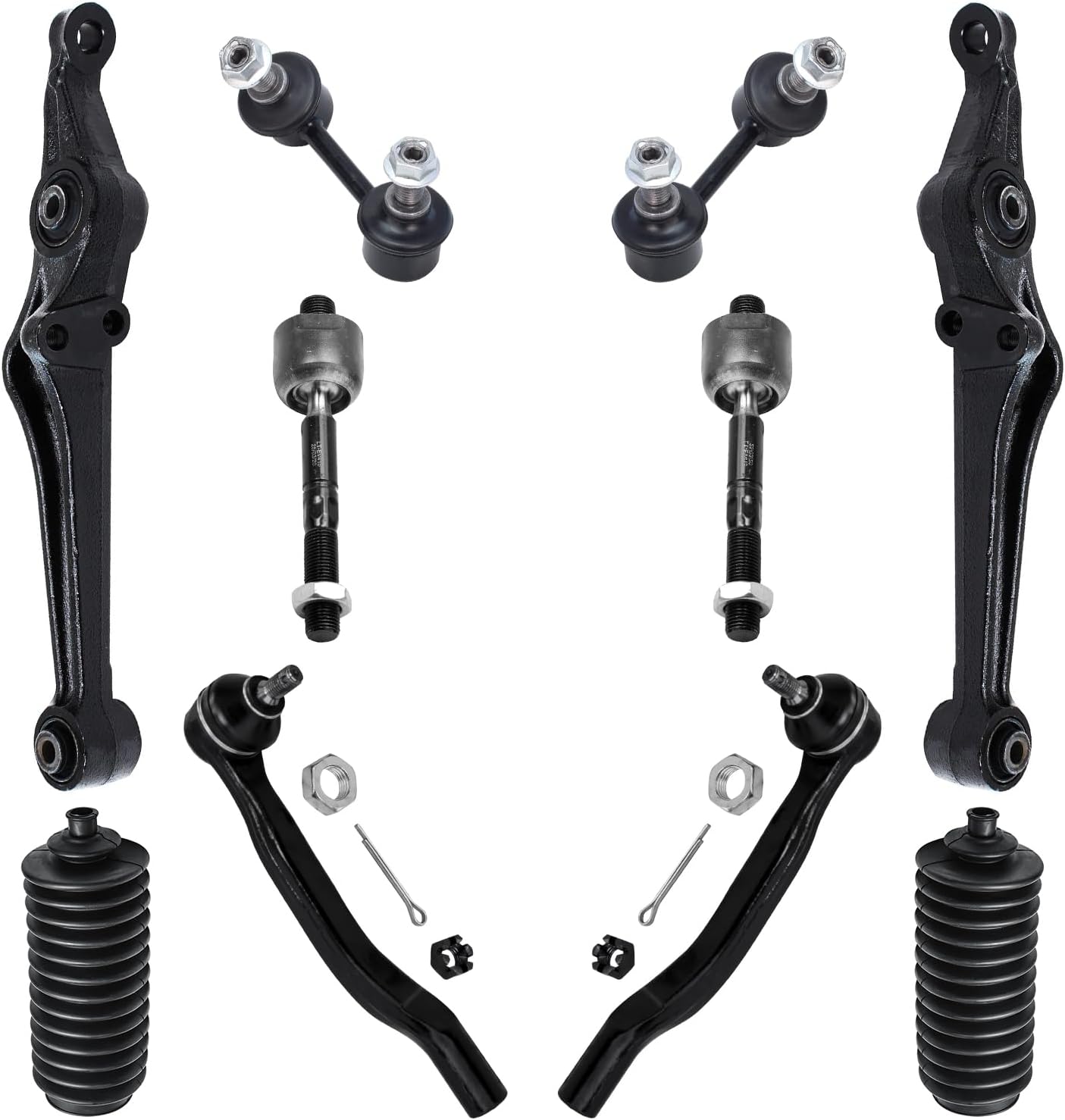 10pc Front Lower Control Arms Tie Rods Sway Bar Links Suspension Kit