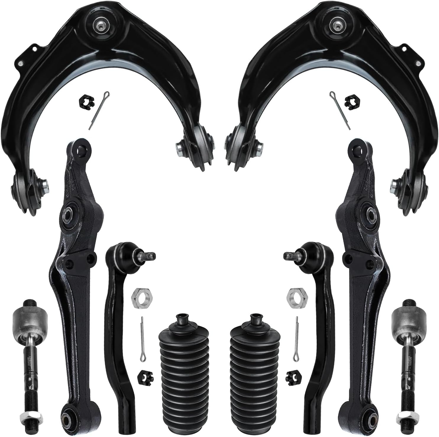10pc Front Upper Lower Control Arms Inner Outer Tie Rods Suspension Kit