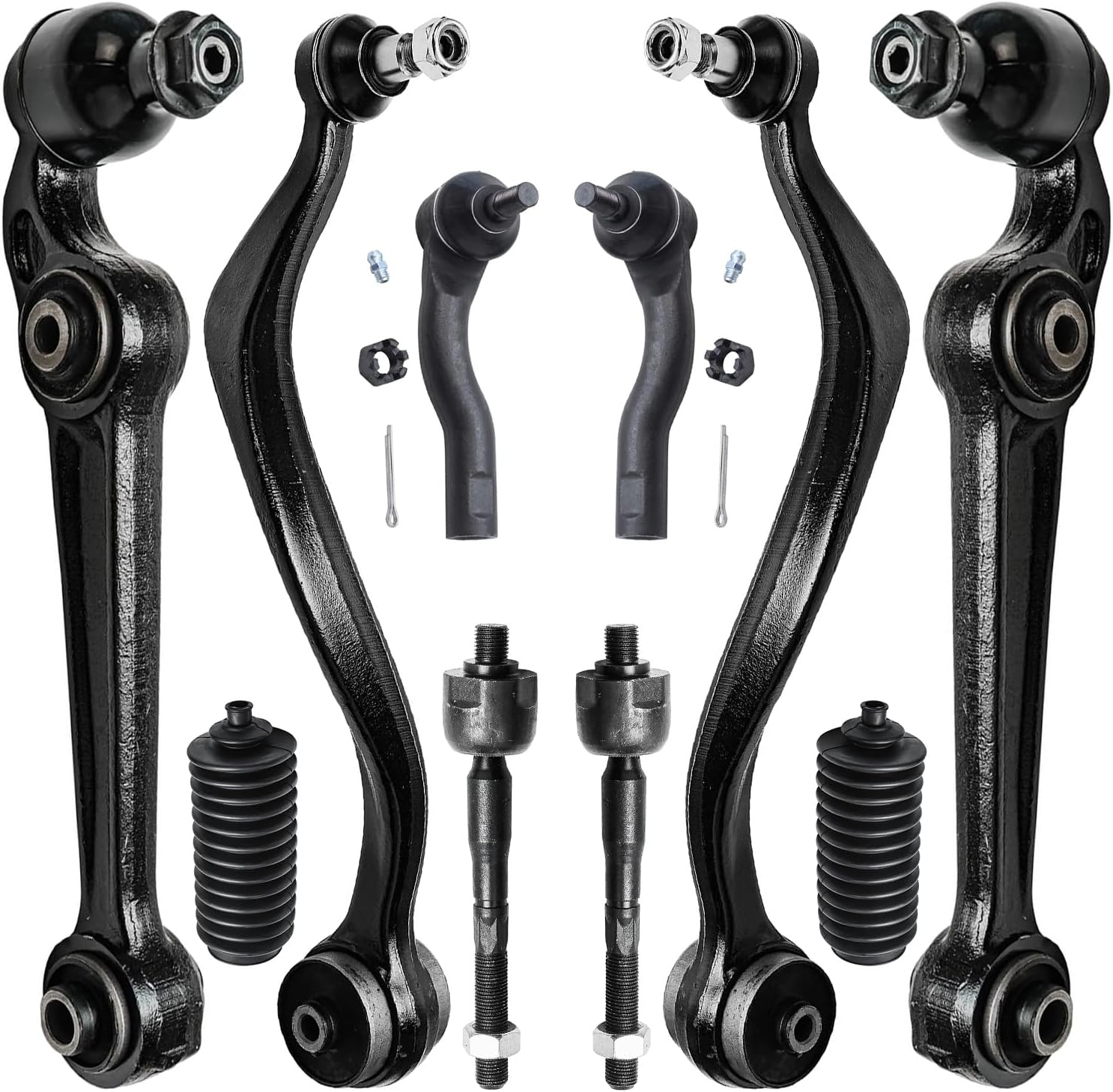 10pc Front Lower Forward Rearward Control Arms Tie Rods Suspension Kit