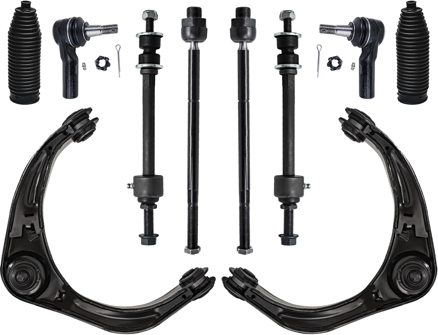 10pc Front Upper Control Arms Tie Rods Sway Bar Links Suspension Kit