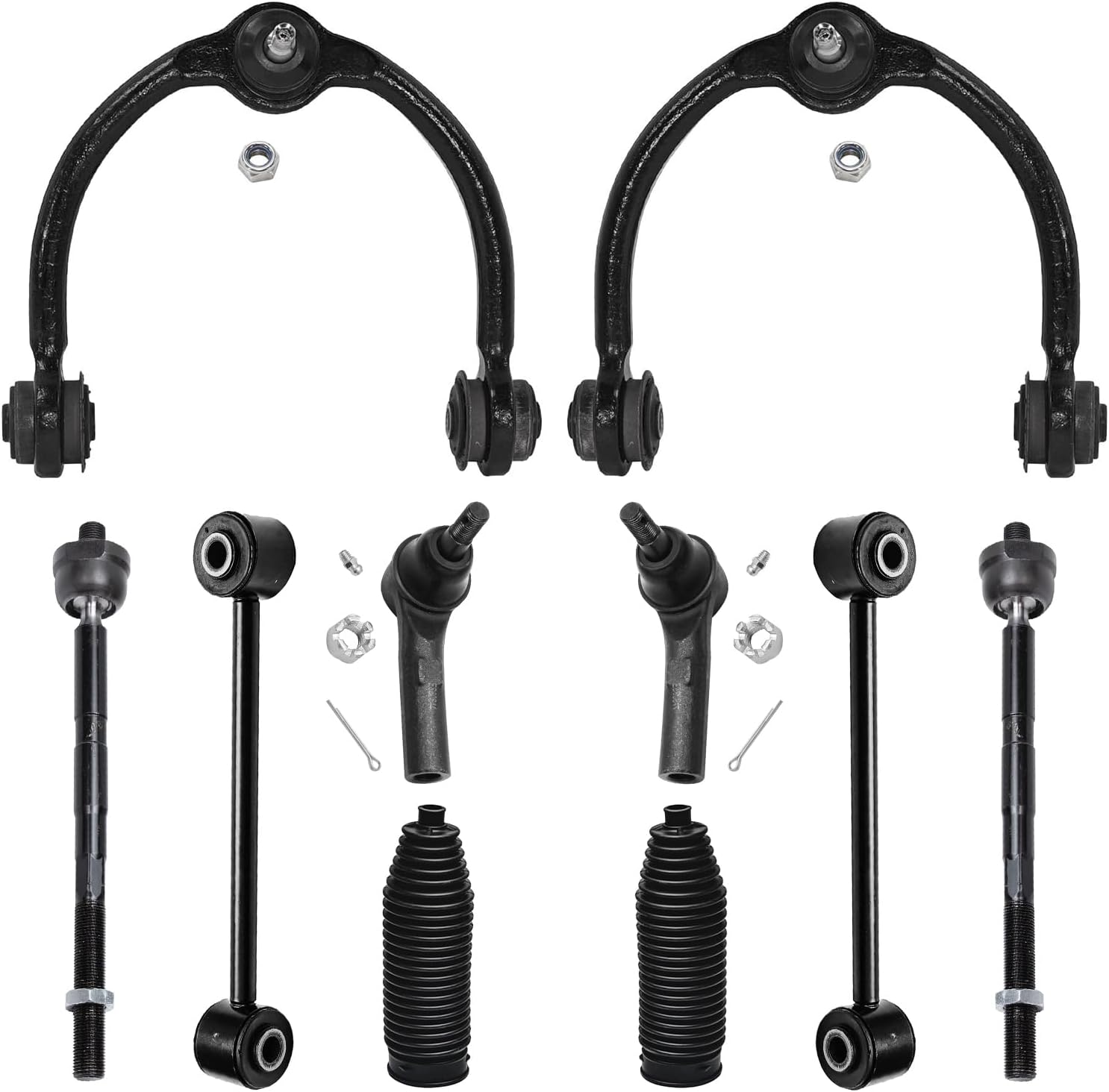 10pc Front Upper Control Arms Tie Rods Sway Bar Links Suspension Kit