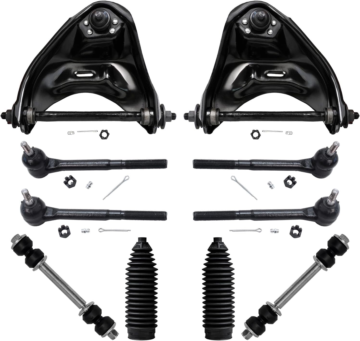 10pc Front Upper Control Arms Tie Rods Sway Bar Links Suspension Kit