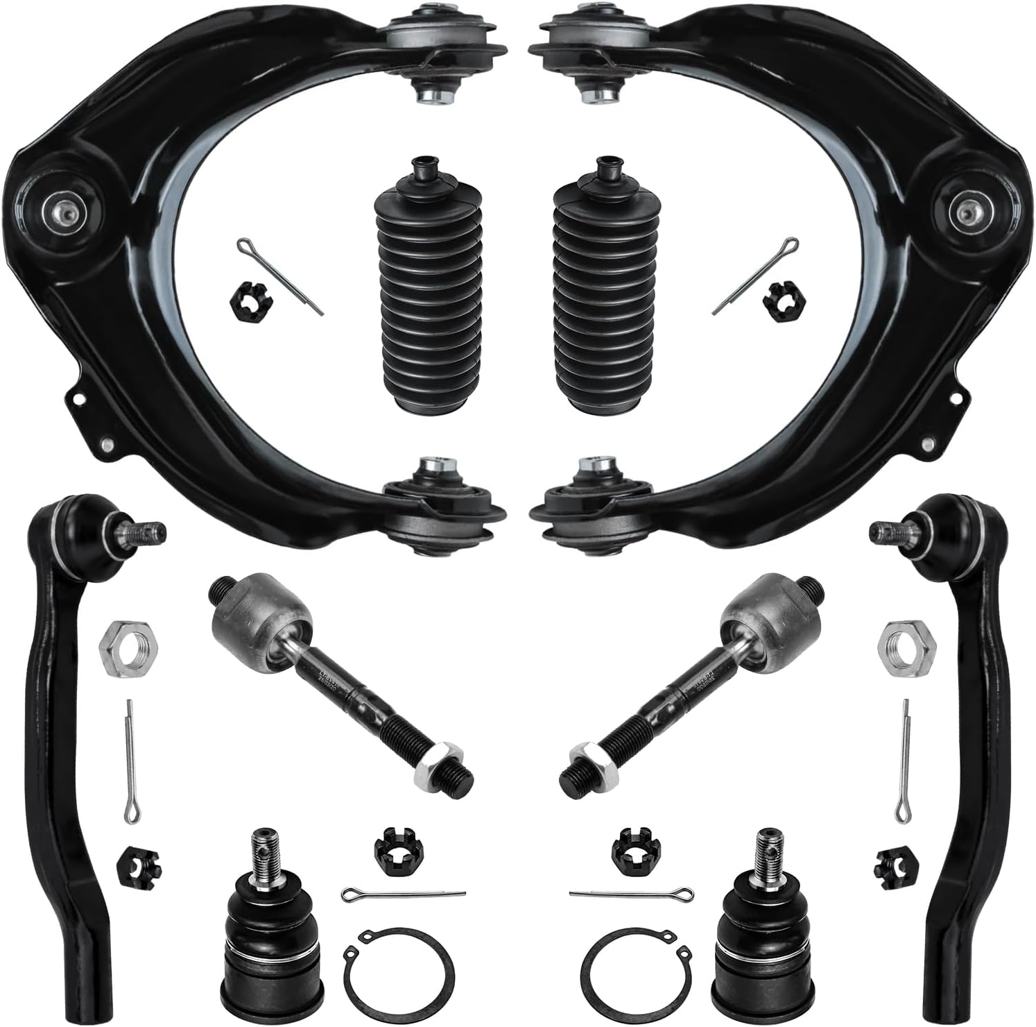 10pc Front Upper Control Arms Lower Ball Joints Tie Rods Suspension Kit