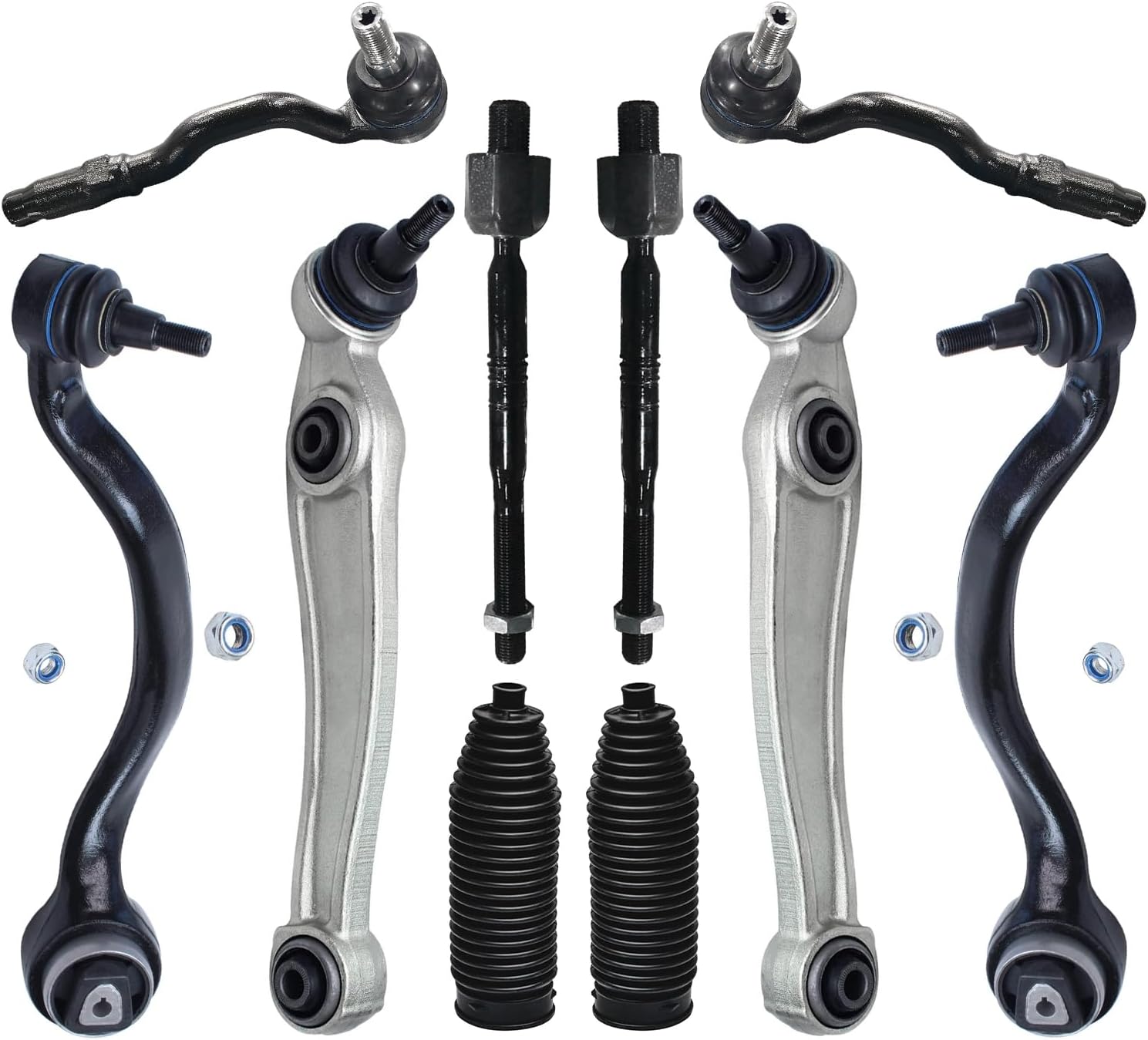 10pc Front Lower Forward Rearward Control Arms Tie Rods Suspension Kit
