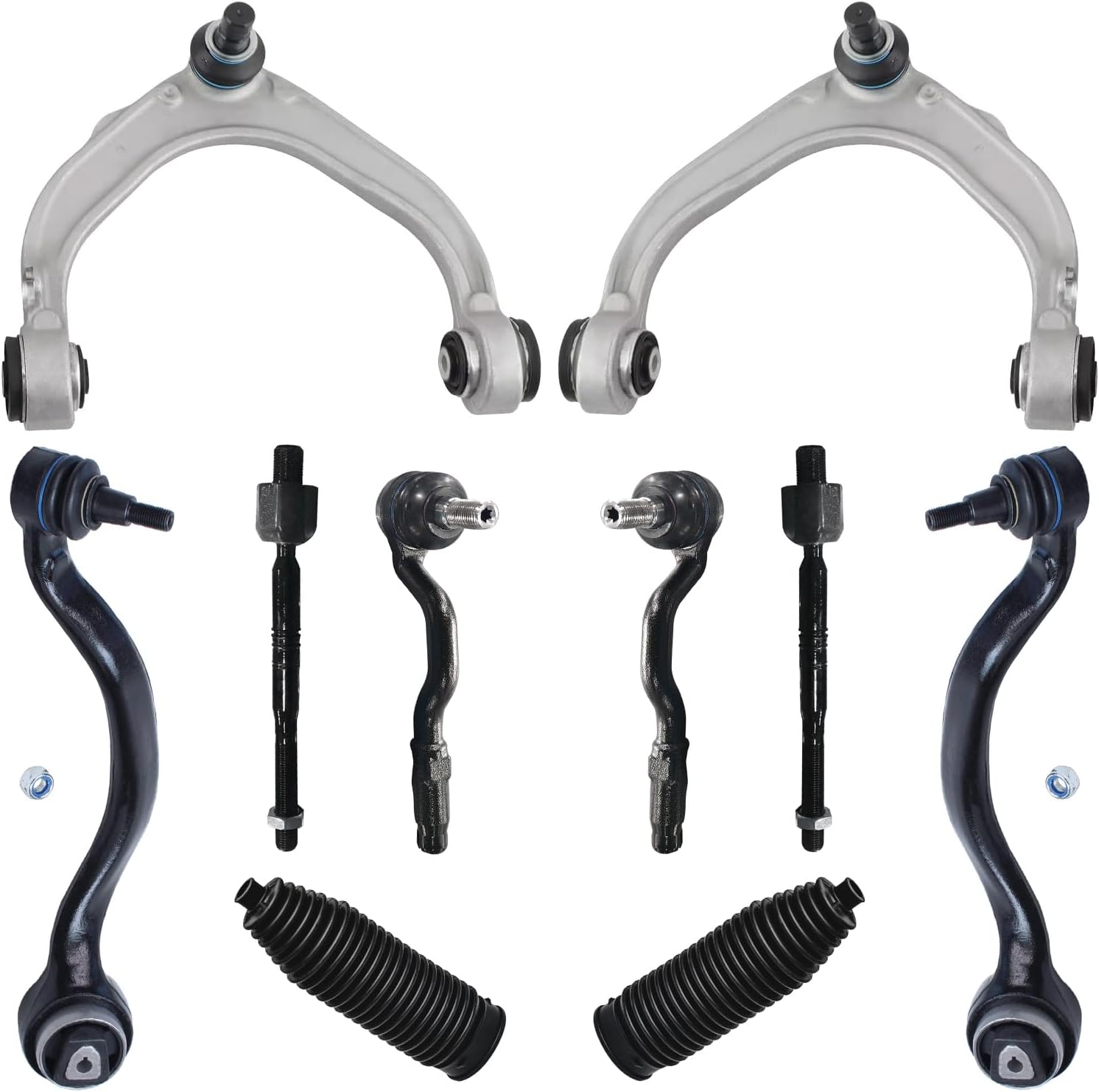 10pc Front Upper Lower Forward Control Arms Tie Rods Suspension Kit