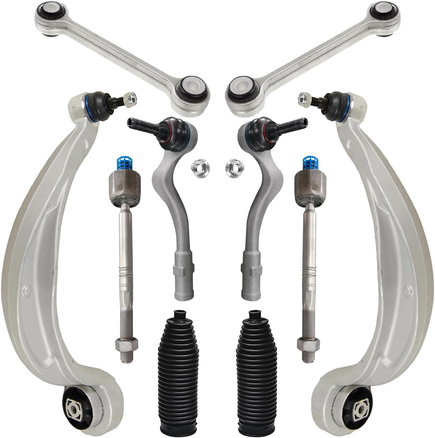 10pc Front Lower Rearward Control Arms Sway Bar Links Tie Rods Suspension Kit