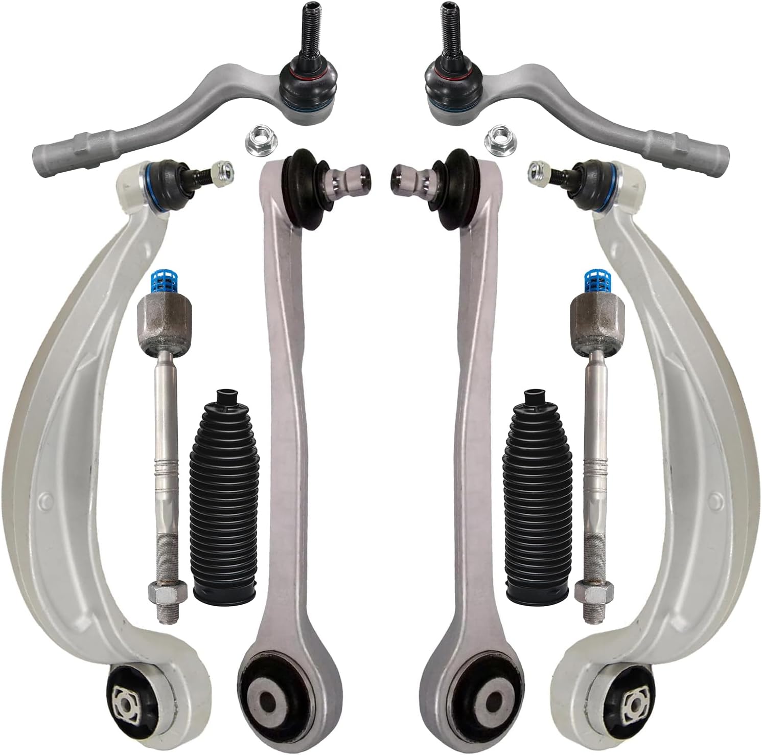 10pc Front Upper Forward Lower Rearward Control Arms Tie Rods Suspension Kit