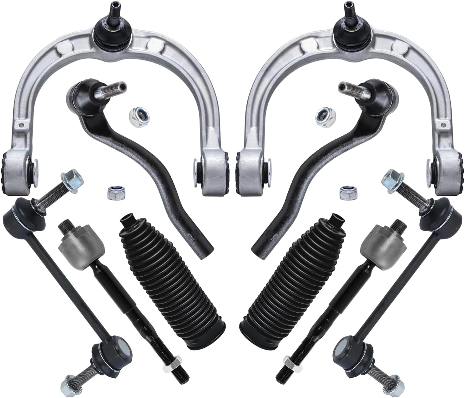 10pc Front Upper Control Arms Tie Rods Sway Bar Links Suspension Kit