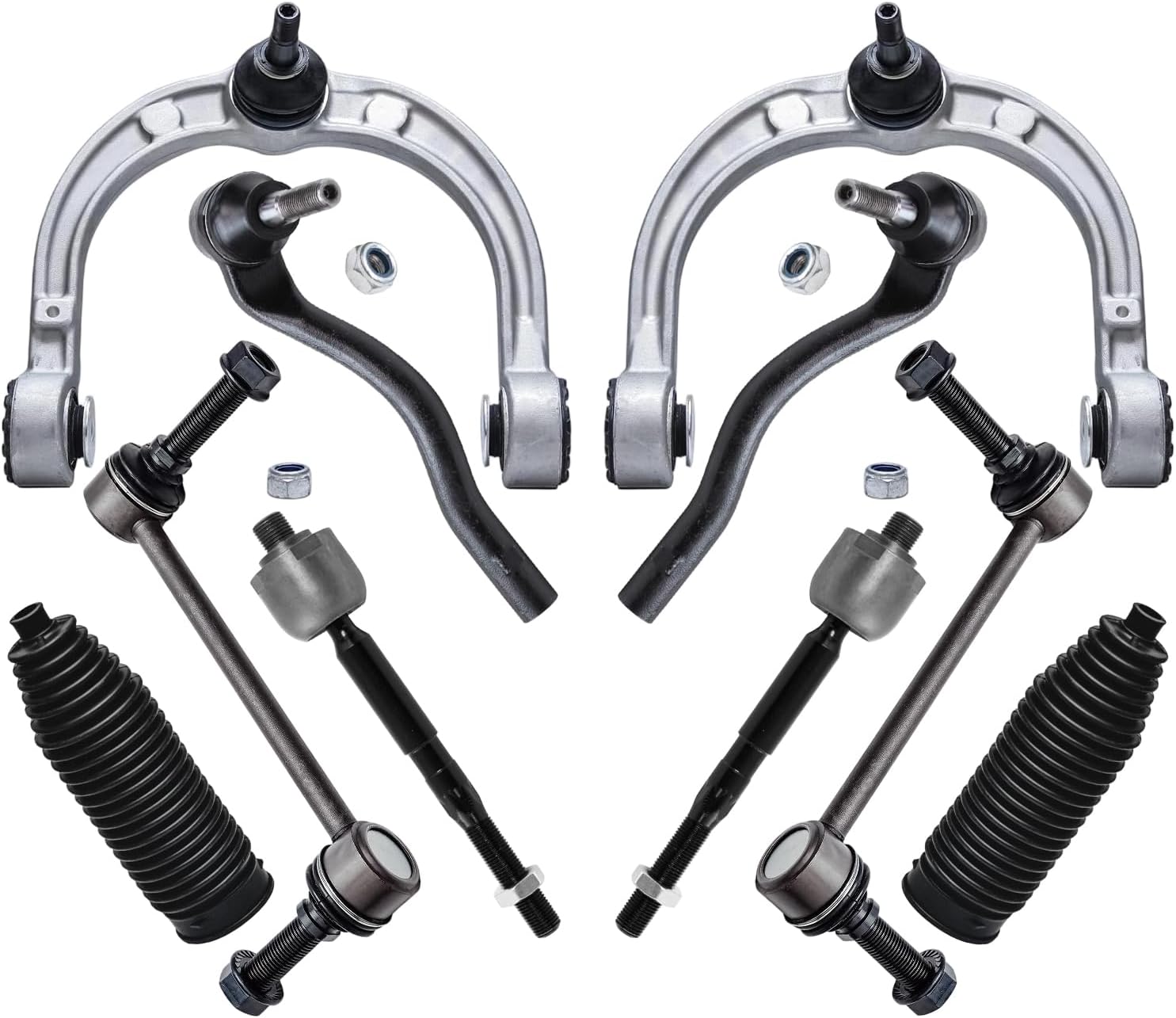 10pc Front Upper Control Arms Tie Rods Sway Bar Links Suspension Kit