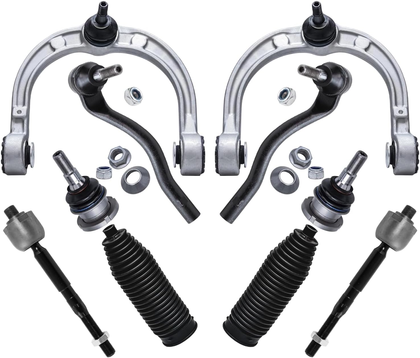 10pc Front Upper Control Arms Lower Ball Joints Tie Rods Suspension Kit